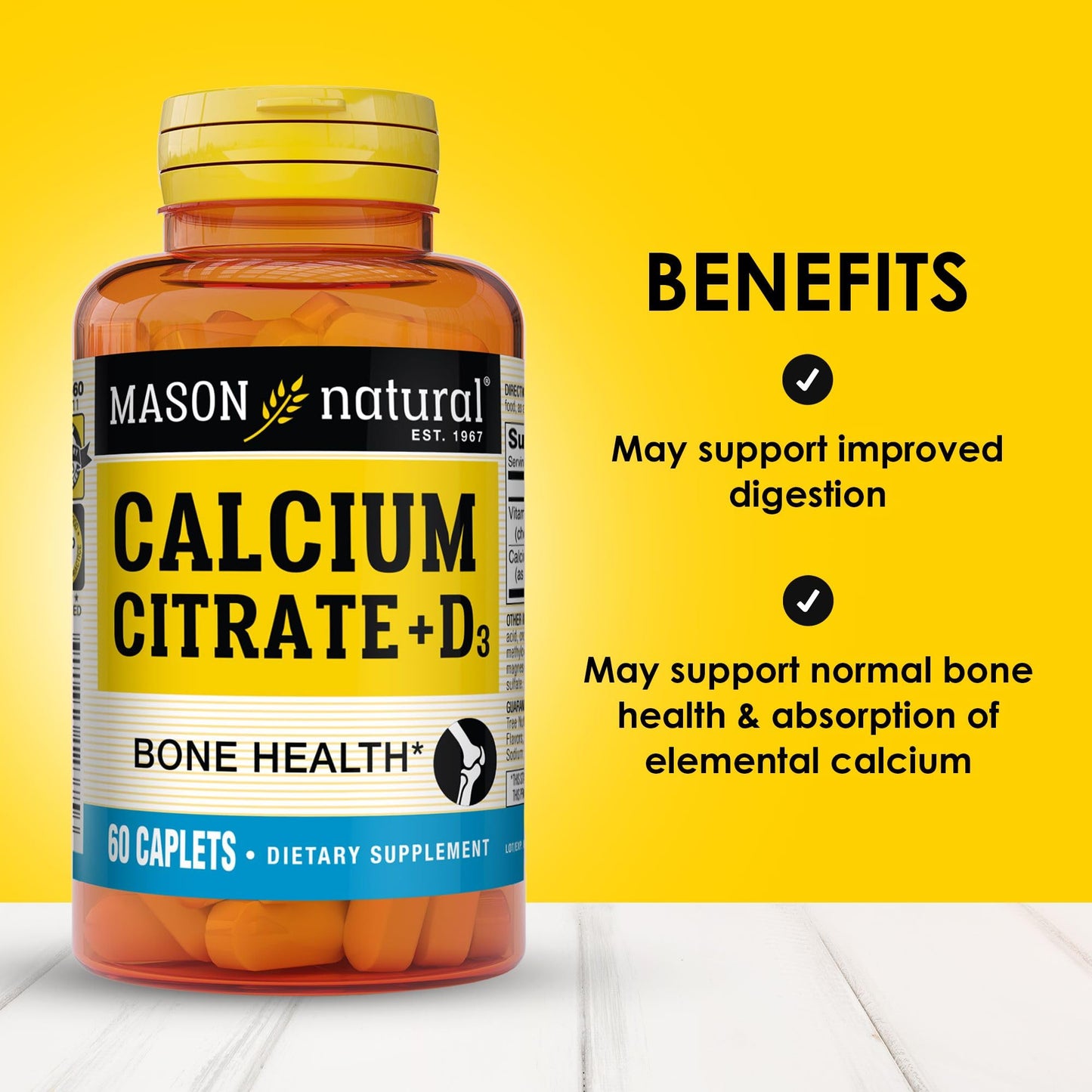 Mason Natural Calcium Citrate Plus Vitamin D3 Caplets 180
