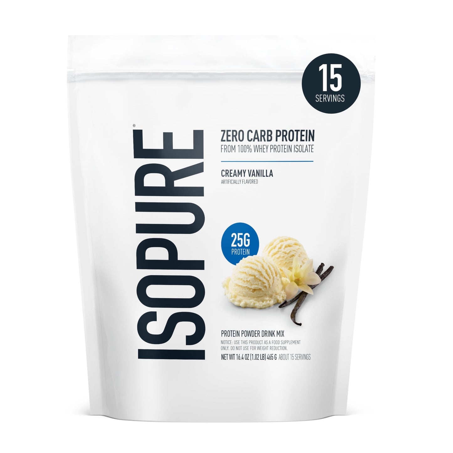 Isopure Zero Carb 100% Pure Whey Isolate Protein Powder, 16 Servings