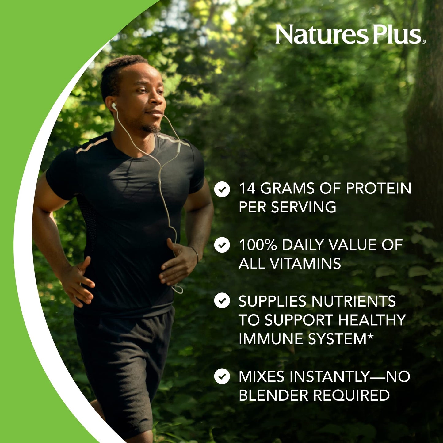 NaturesPlus SPIRU-TEIN Strawberry Plant-Based Protein Powder, 38.4 oz