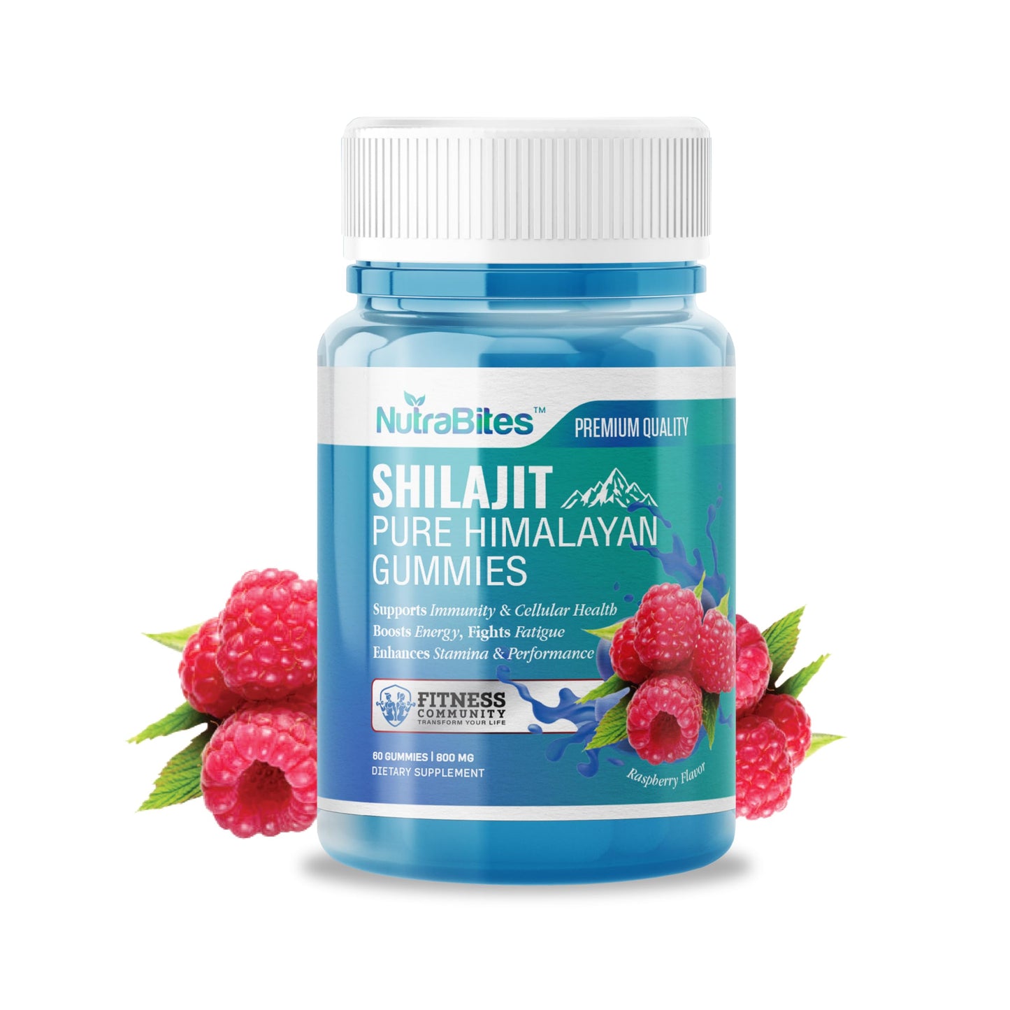 NutraBites Shilajit Gummies with Ashwagandha – Energy, Stamina & Performance Support, 800mg Shilajit, Fulvic Acid, Male Vitality, Vegan Raspberry Flavor, 60 Gummies