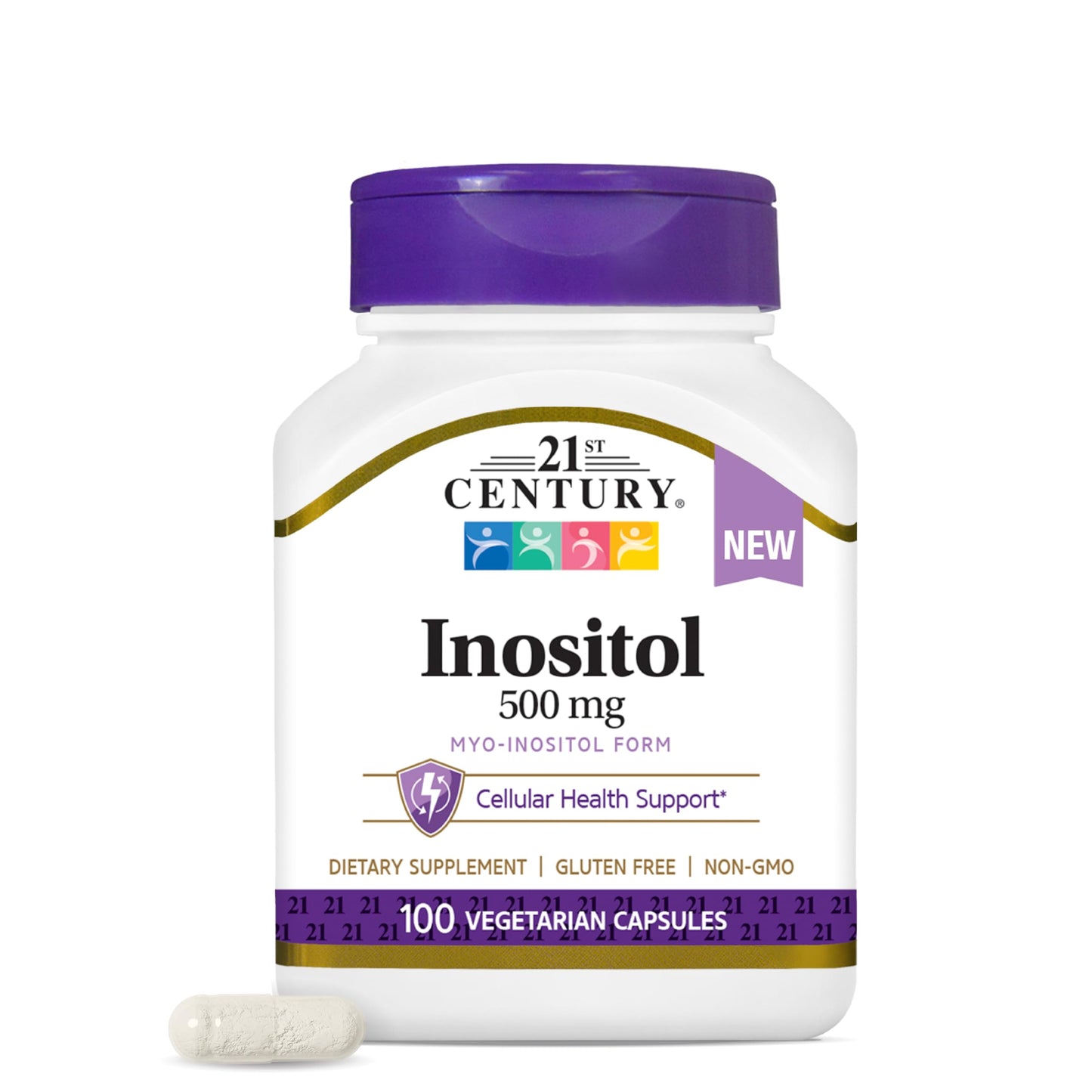 21st Century Inositol 500mg Myo-Inositol, Vegan Capsules, 100 Count