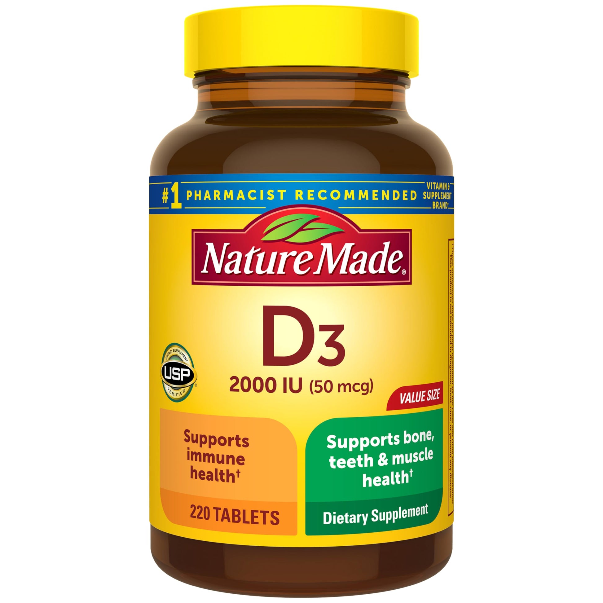 Nature Made Vitamin D3 2000 IU (50 mcg), 220 Tablets