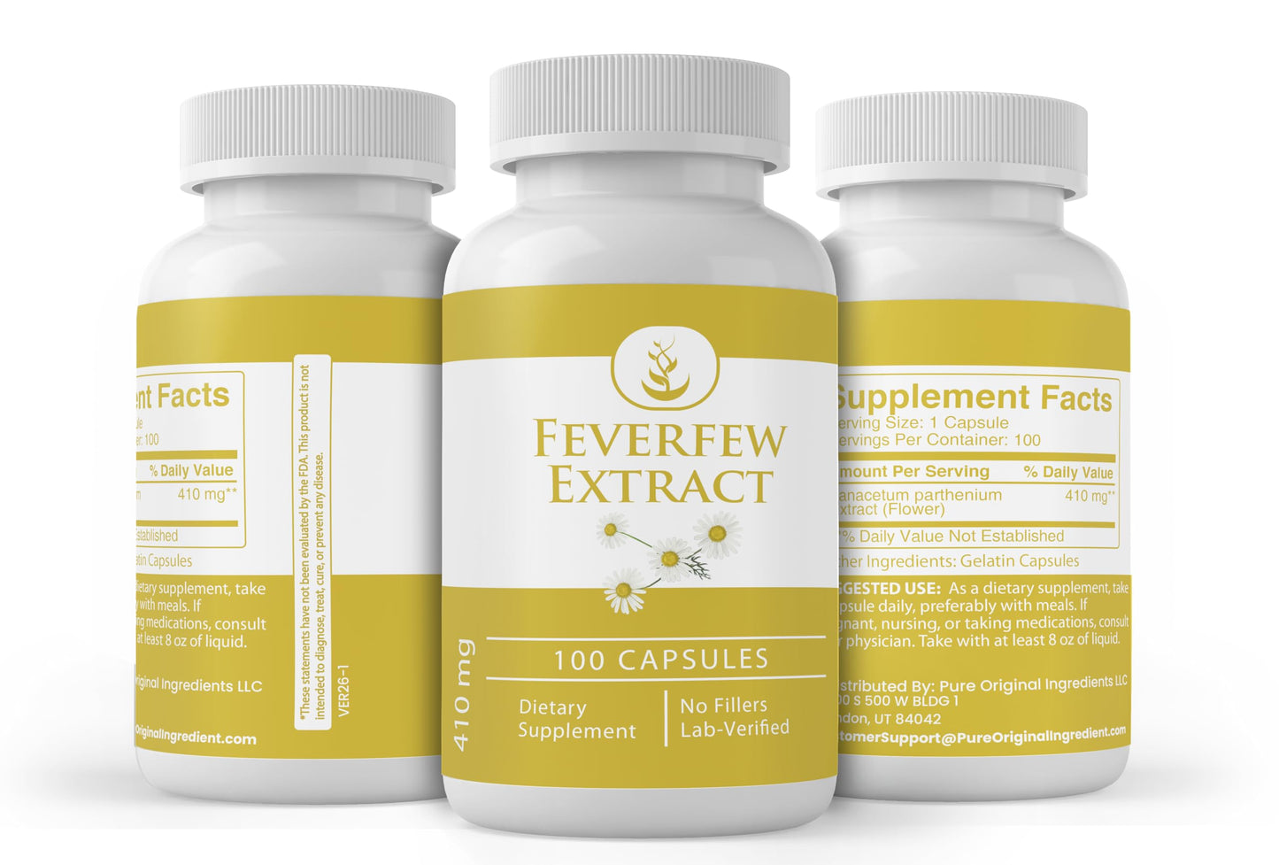 Pure Original Ingredients Feverfew Extract Capsules 100