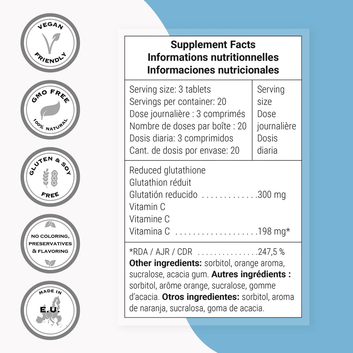 Supersmart Perlingual Glutathione (Easy Absorption) - Enhanced Reduced Glutathione with Vitamin C - Antioxidant Supplement, 90 Capsules