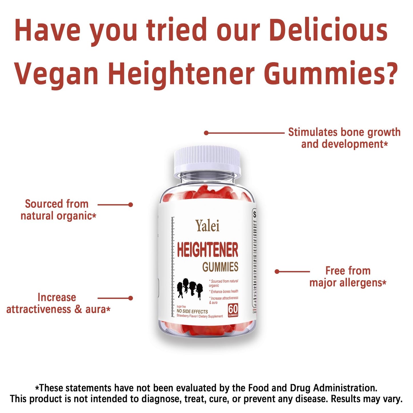 Yalei Height Growth Supplement Gummies 60 Count