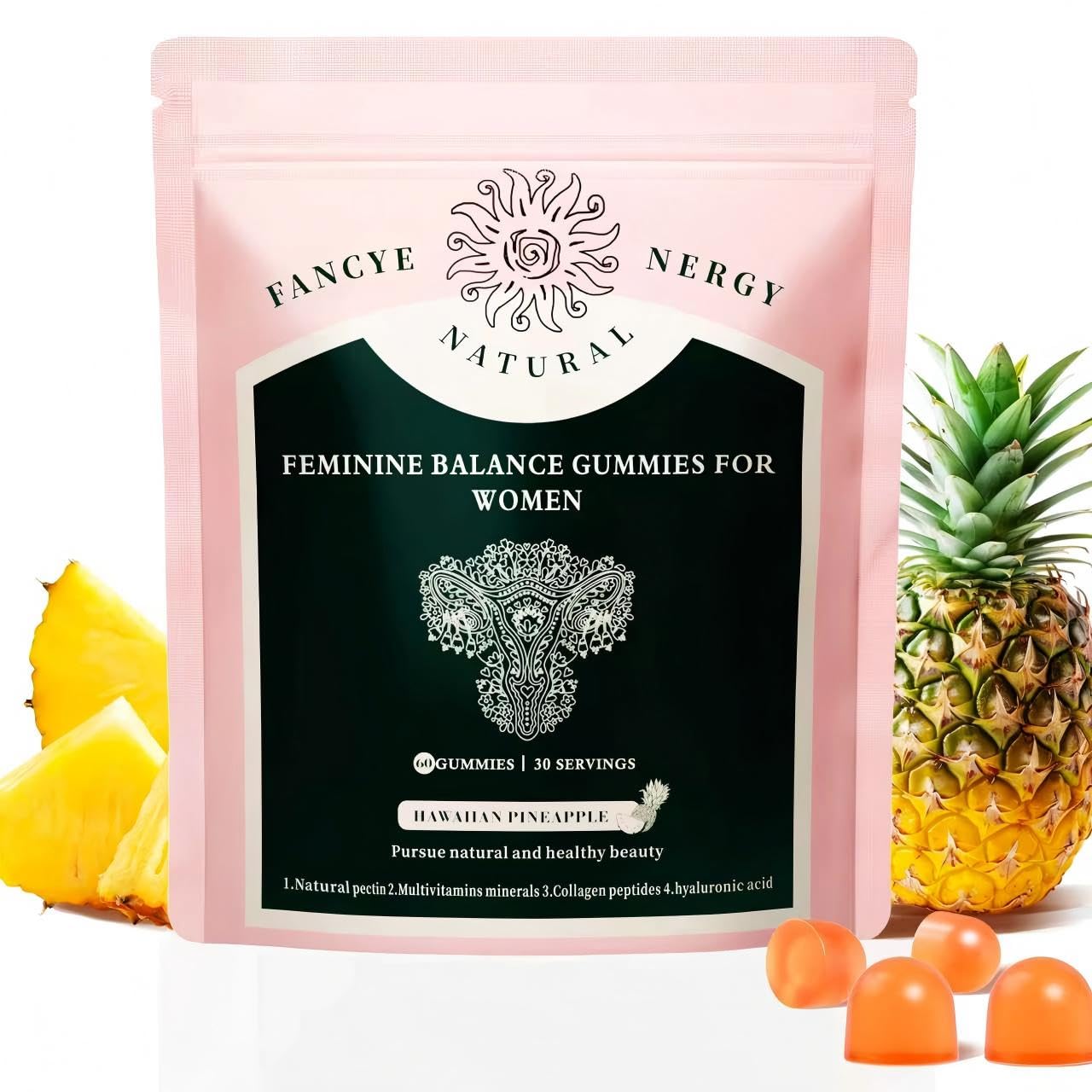 Weigloce Vagina Probiotics for Women Gummies, Feminine Balance, Pineapple Flavor, Vitamin C, Gluten-Free, Vegetarian Friendly, 60 Gummies