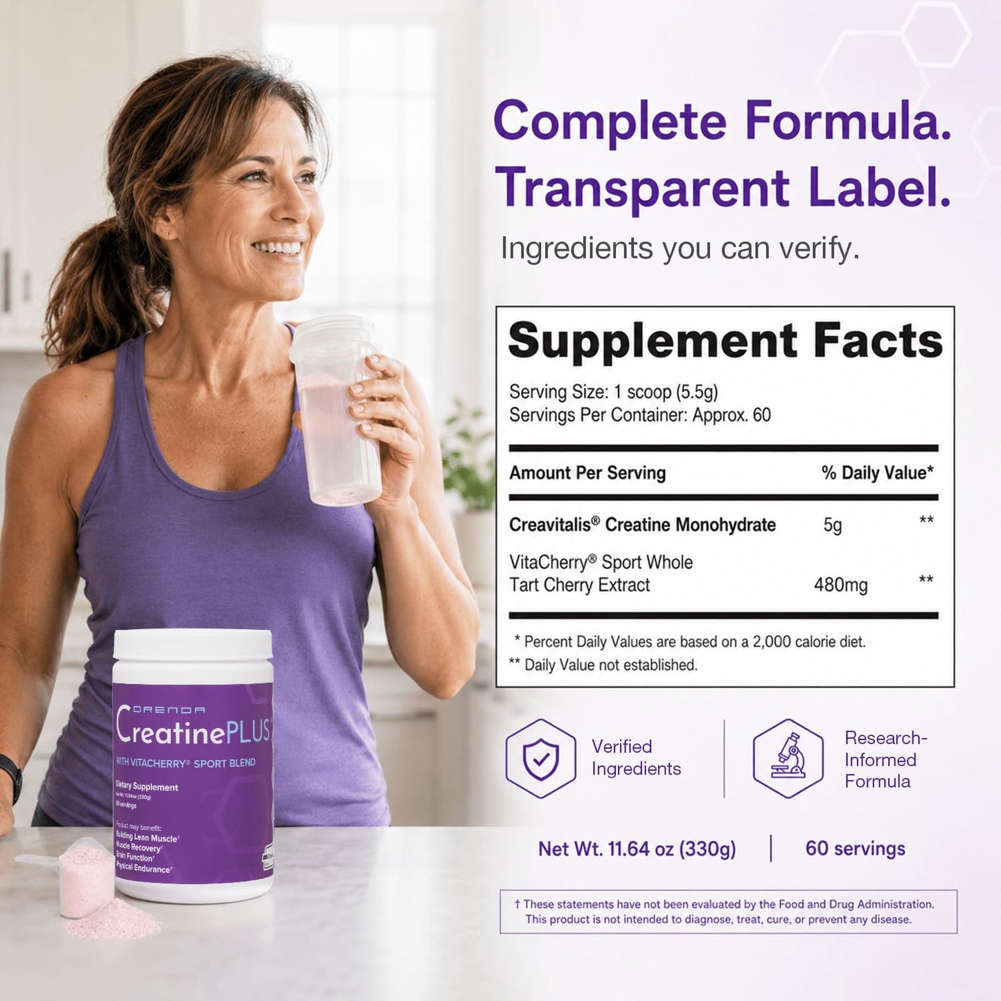 Orenda International CreatinePLUS Creavitalis Muscle, Brain & Recovery Powder, 11.6 oz