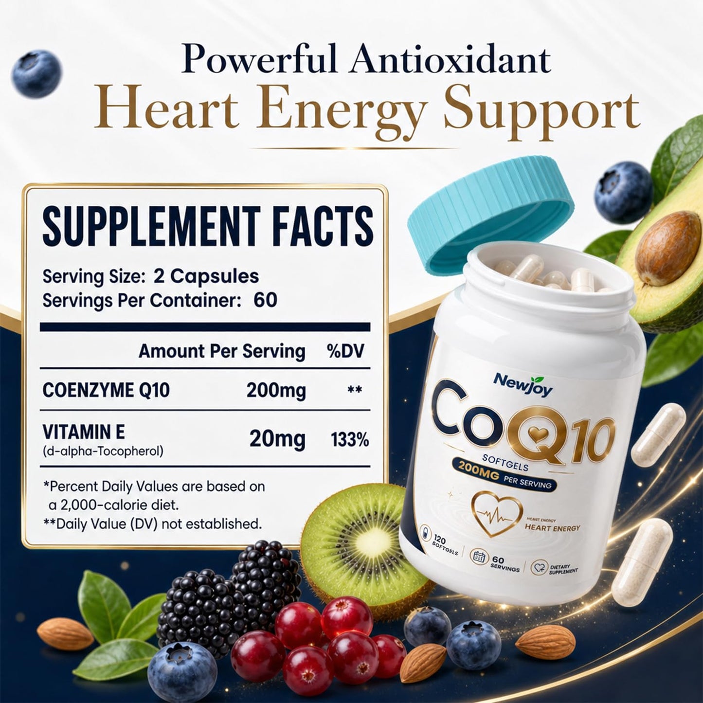 NewJoy CoQ10 200mg Mini Softgels 120 Count