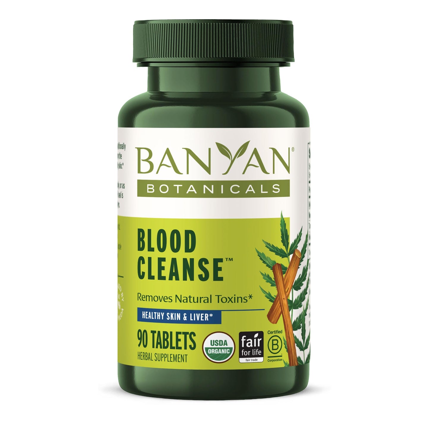 Banyan Botanicals Organic Blood Cleanse–Clear Skin Supplement with Neem & Manjistha–Natural Liver Detox & Lymphatic Drainage–Internal Skin Purifier & Circulation Support 90 Tablets