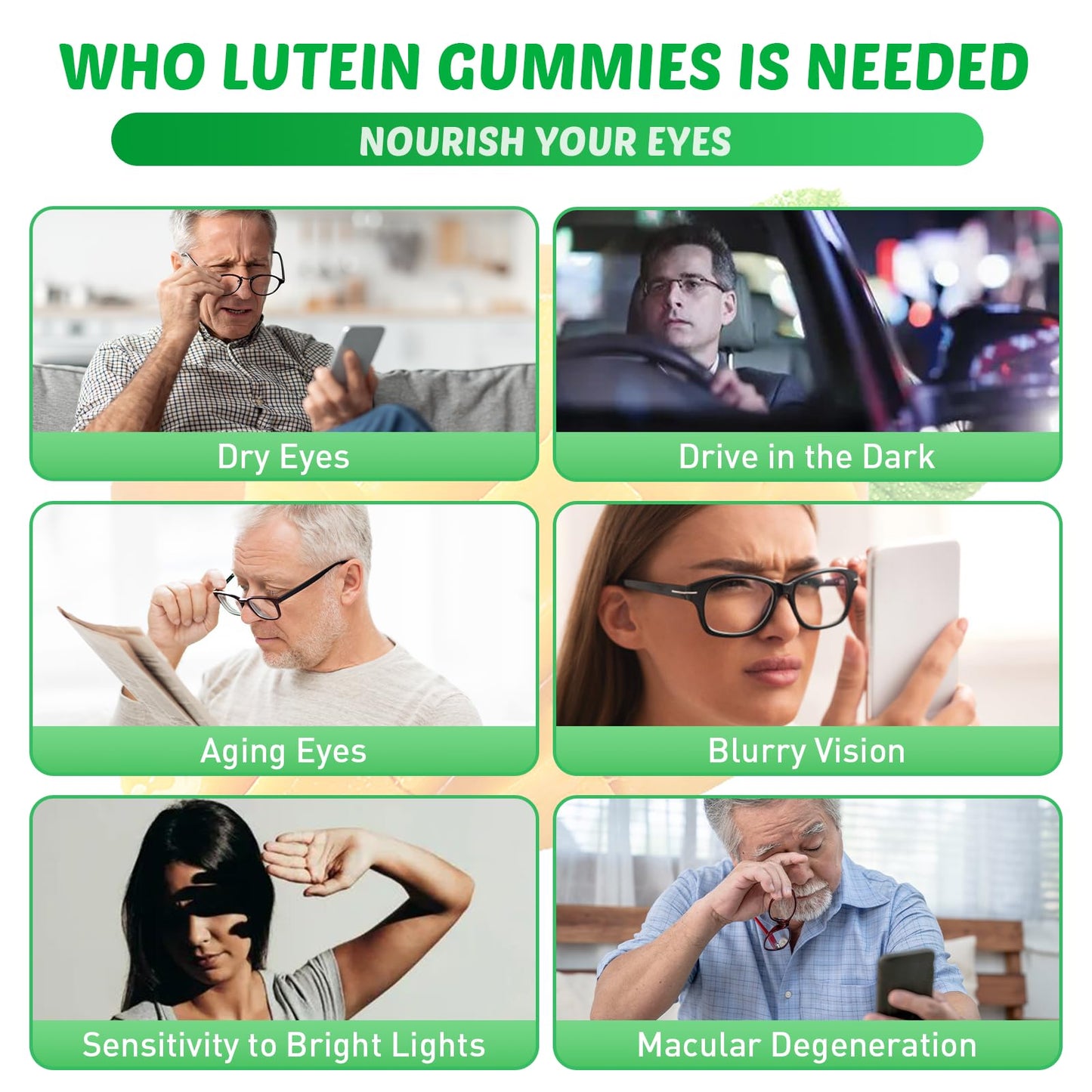 Sijigood Lutein and Zeaxanthin Supplements Gummies with Astaxanthin & Bilberry Extract Eye Vitamins with Omega-3, Vitamins A, C, E, D3 & Zinc for Vision Health Sugar Free, Mango Flavor, 60 Count