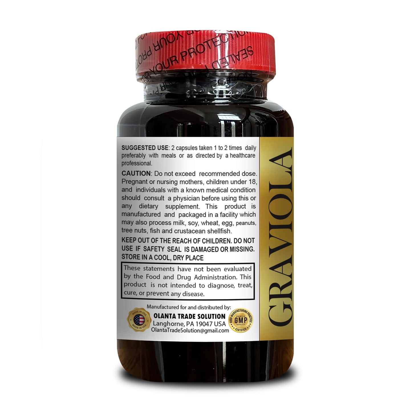 OLANTA TRADE SOLUTION Soursop Graviola Extract Capsules 100 Capsules