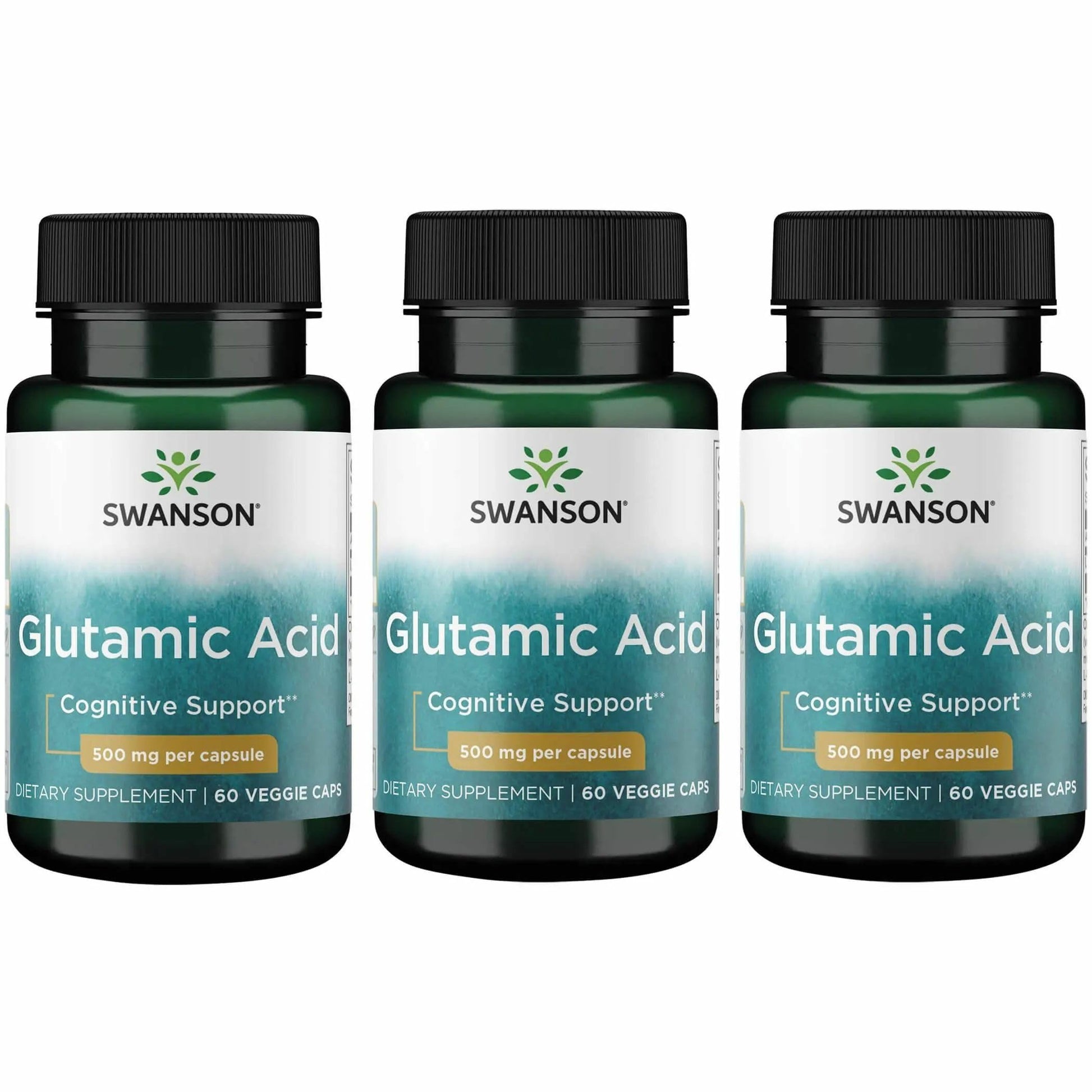 Swanson Amino Acid Glutamic Acid 500 mg Capsules, 180 Count