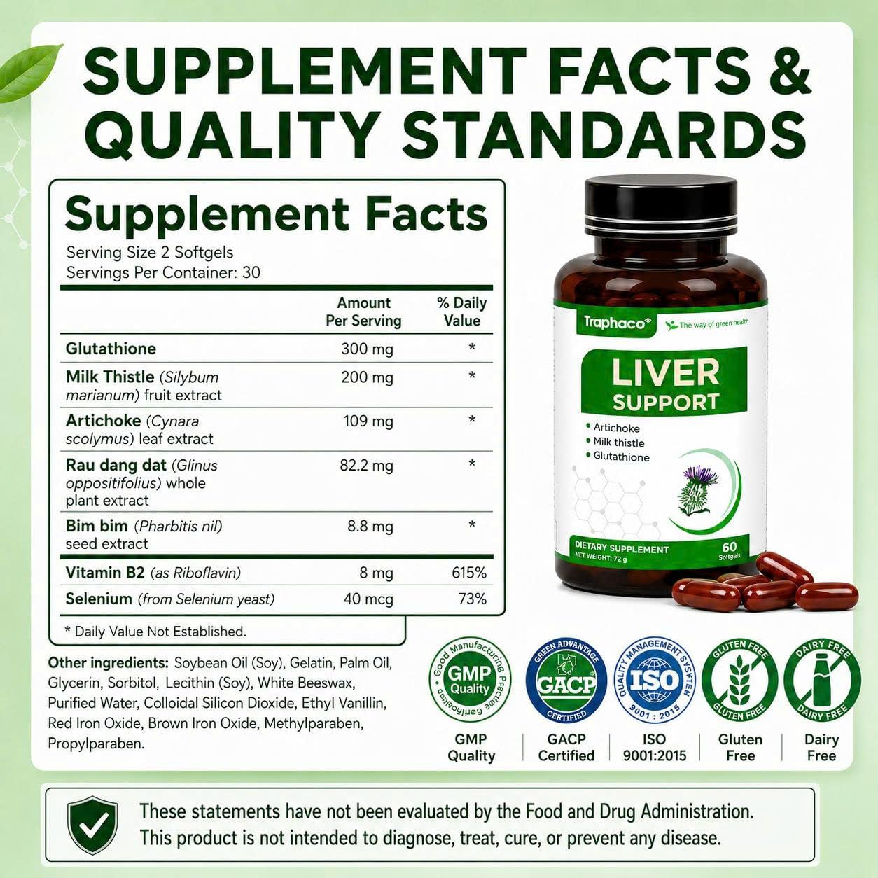Traphaco Liver Support Supplement Softgels 60 Count