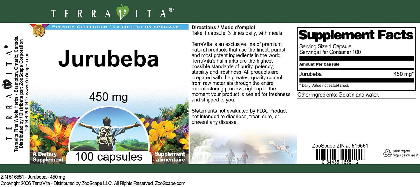 Terravita Jurubeba 450 mg Capsule, 100 Capsules