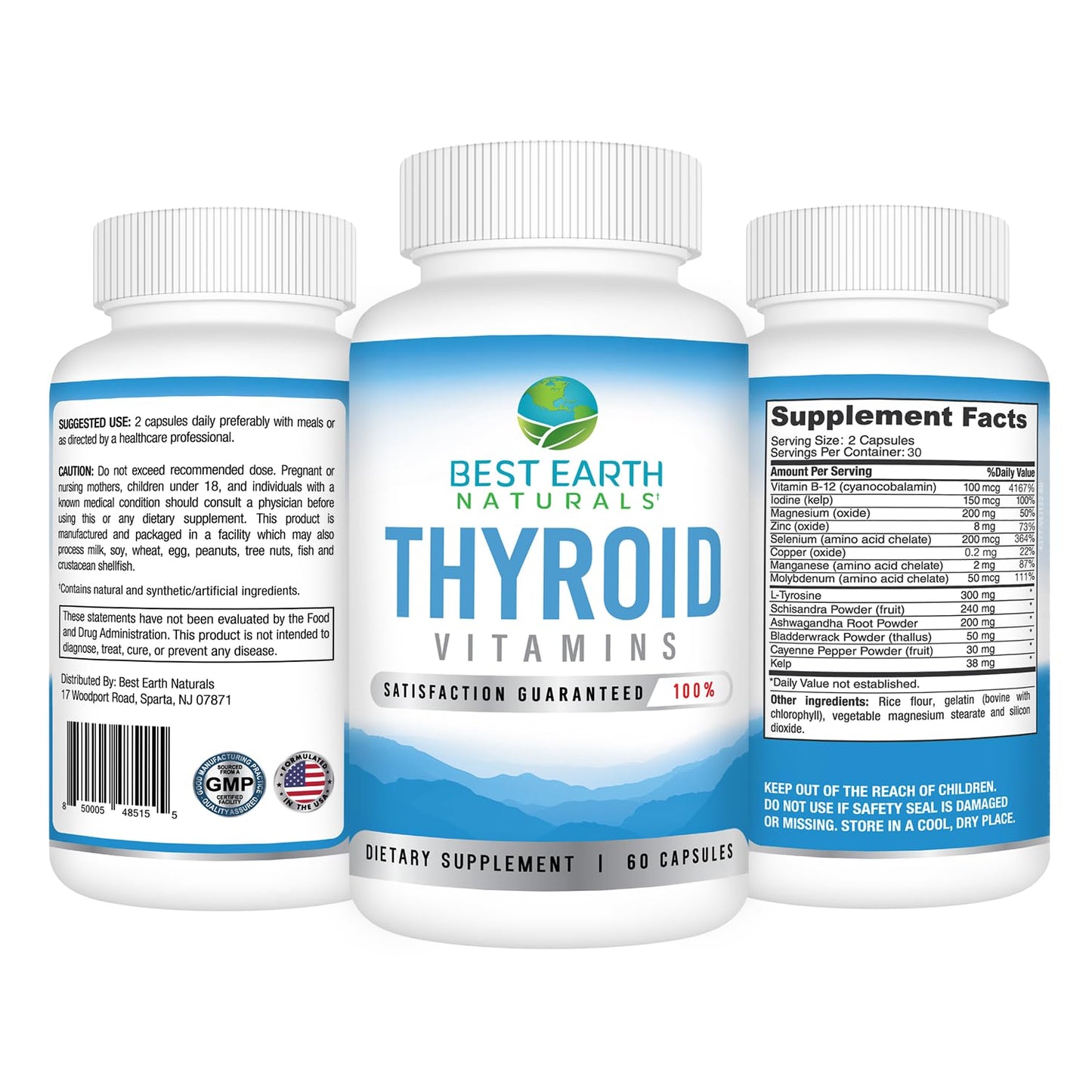 Best Earth Naturals Thyroid Support Supplement for Women and Men, 60 Capsules