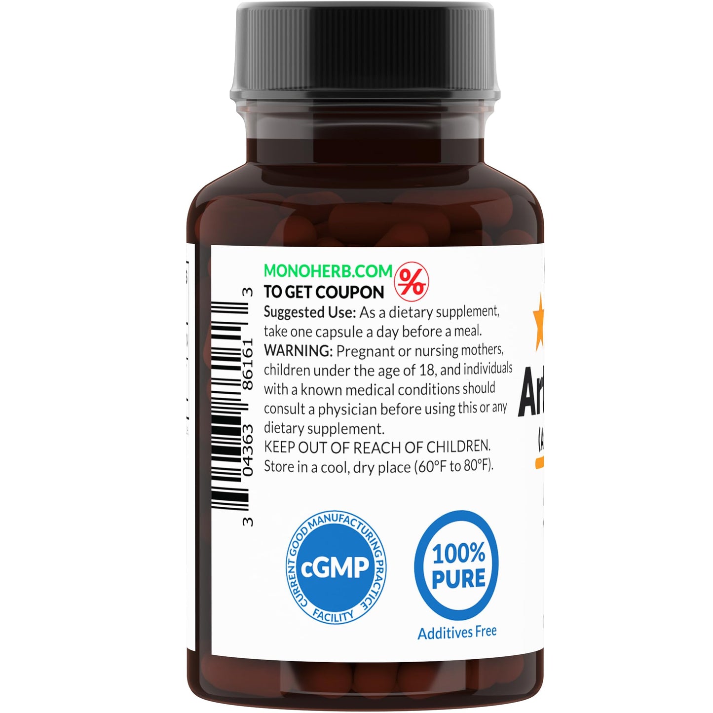 MONOHERB Artemisinin (Artemisia Annua) 500 mg Capsules, 90 Count