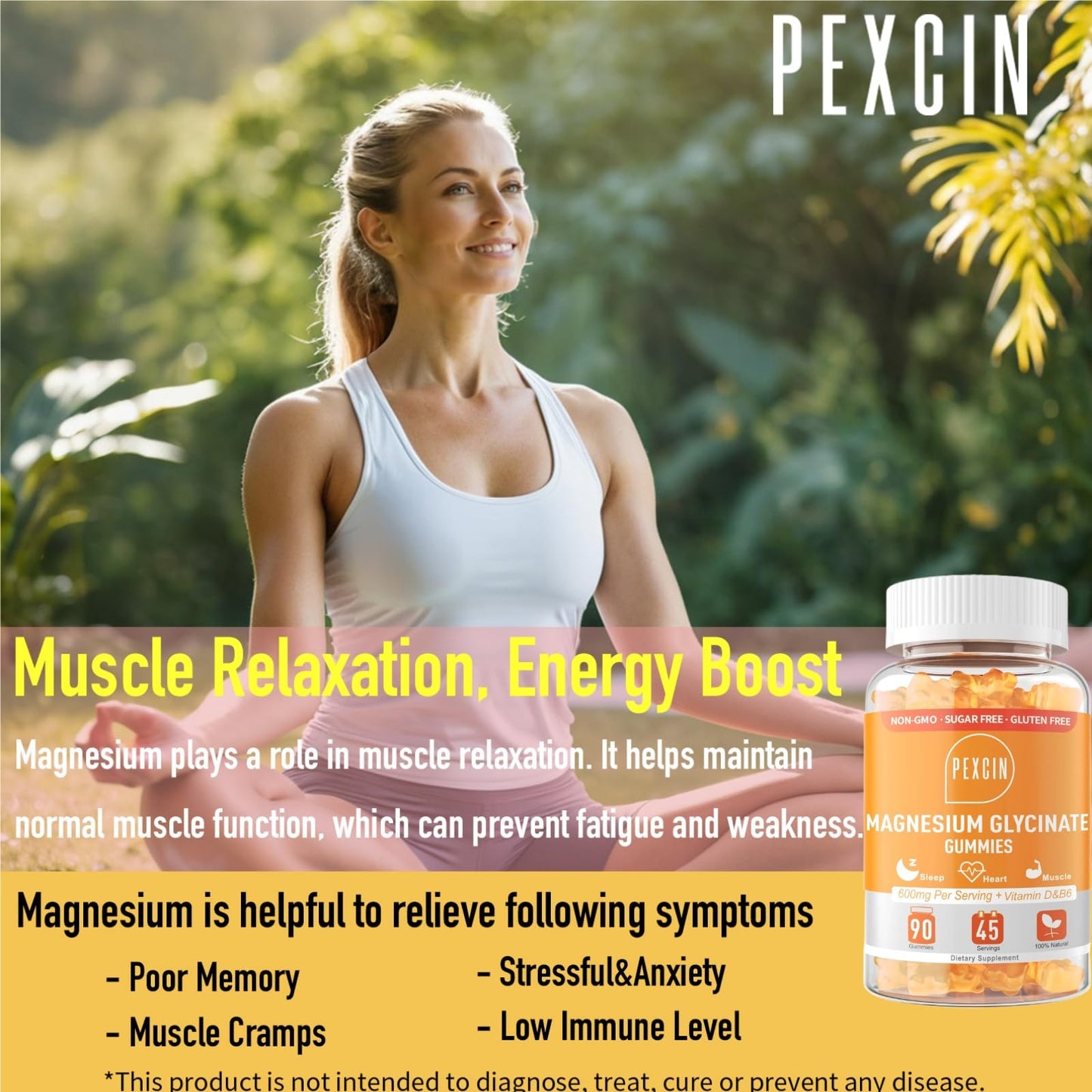 PEXCIN Magnesium Glycinate Gummies, 90 Count