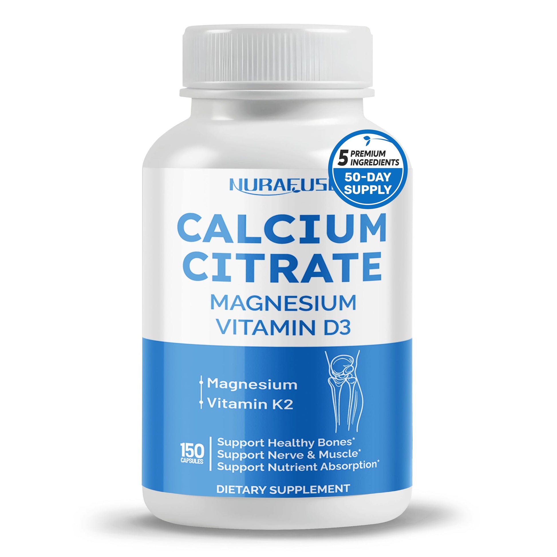 NURAFUSE Calcium Supplement Capsules, 150 Capsules