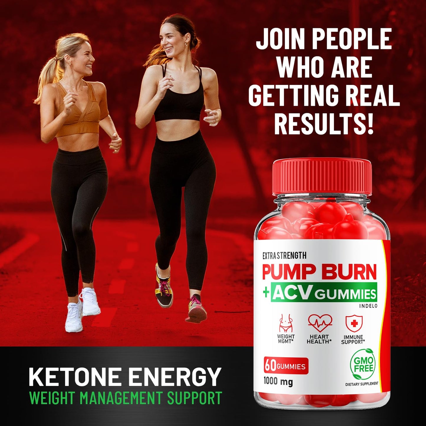 Indelo Pump Burn Keto ACV Gummies, 180 Gummies