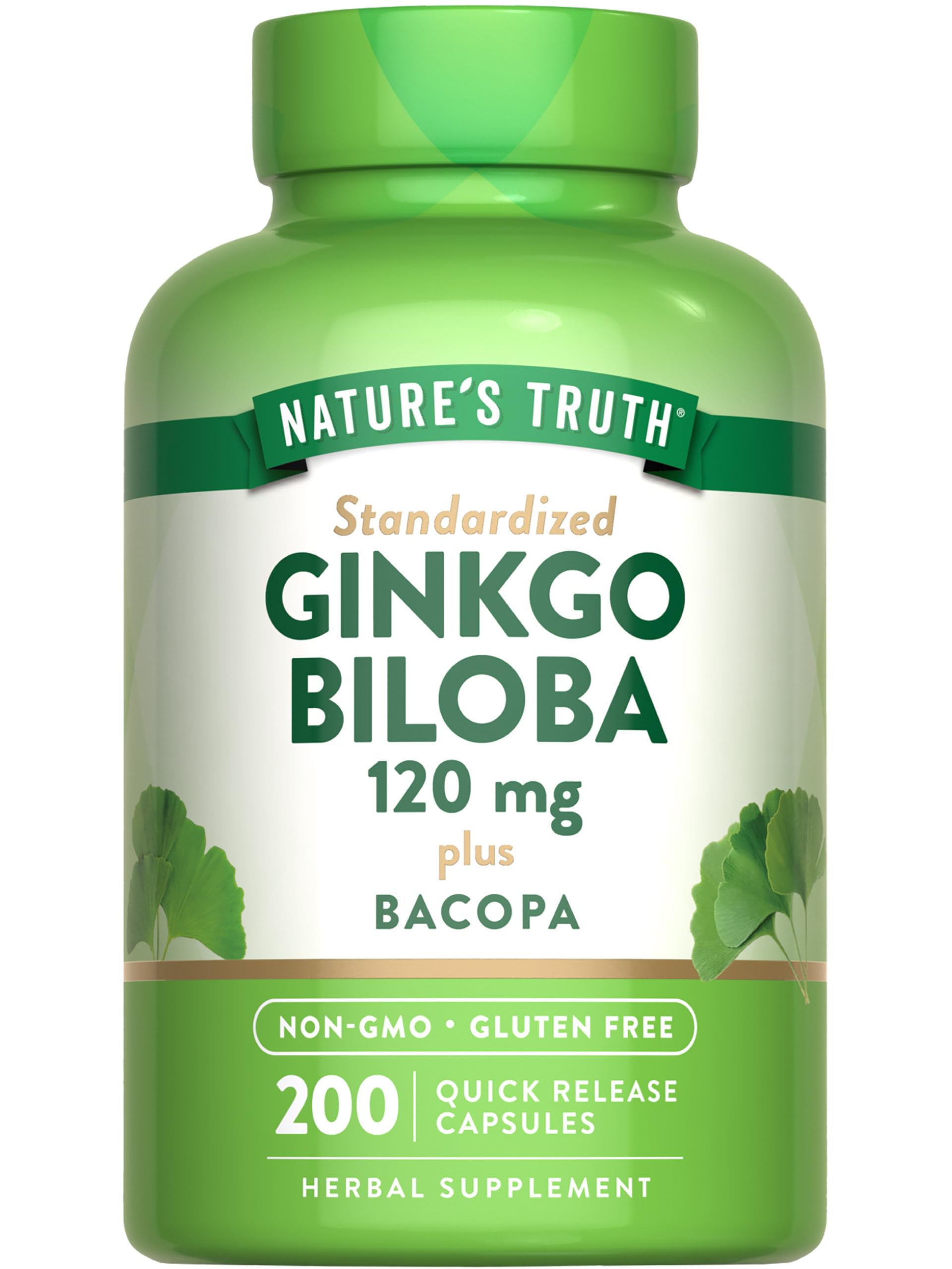 Nature's Truth Ginkgo Biloba 120mg Plus Bacopa Capsule, 200 Count