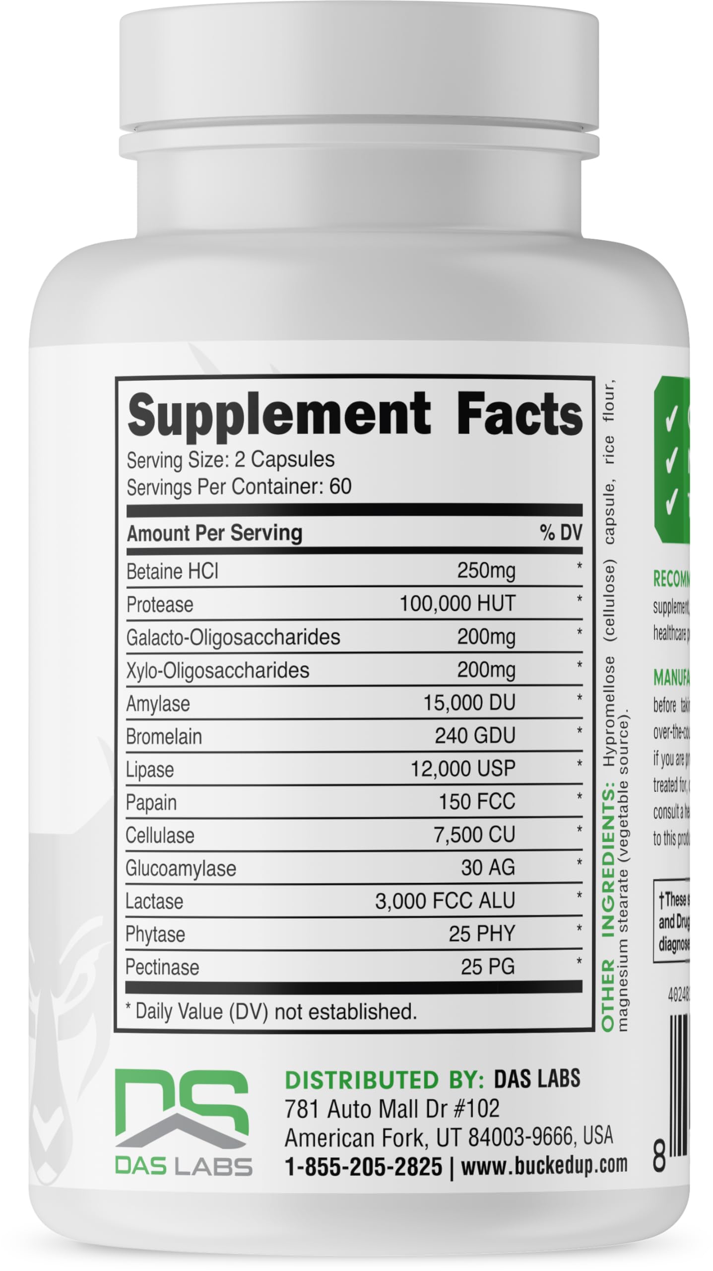 Bucked Up Digestive Enzymes Capsule 120 Count