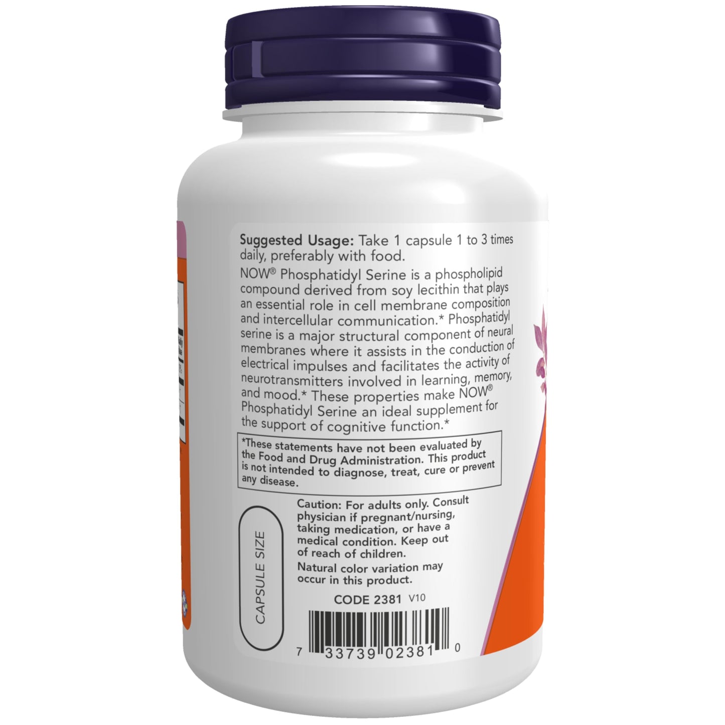NOW Foods Phosphatidyl Serine 100 mg Capsule, 1 Count