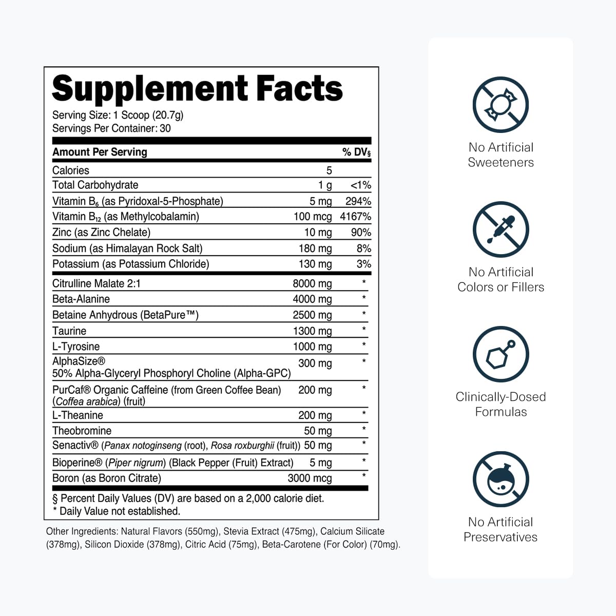 Transparent Labs Bulk Pre Workout Powder 30 Servings