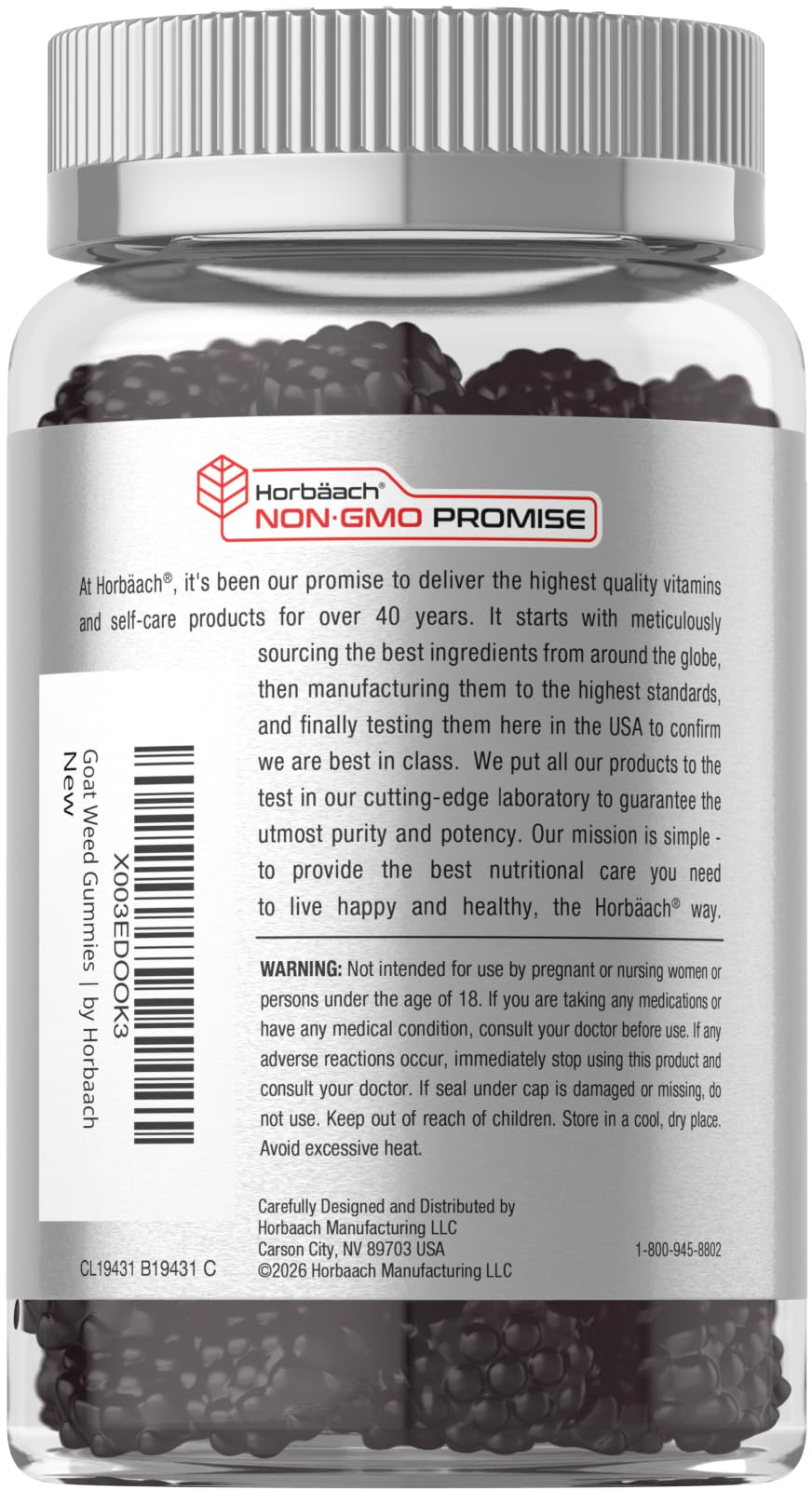 Horbäach Horny Goat Weed Gummies, 60 Count