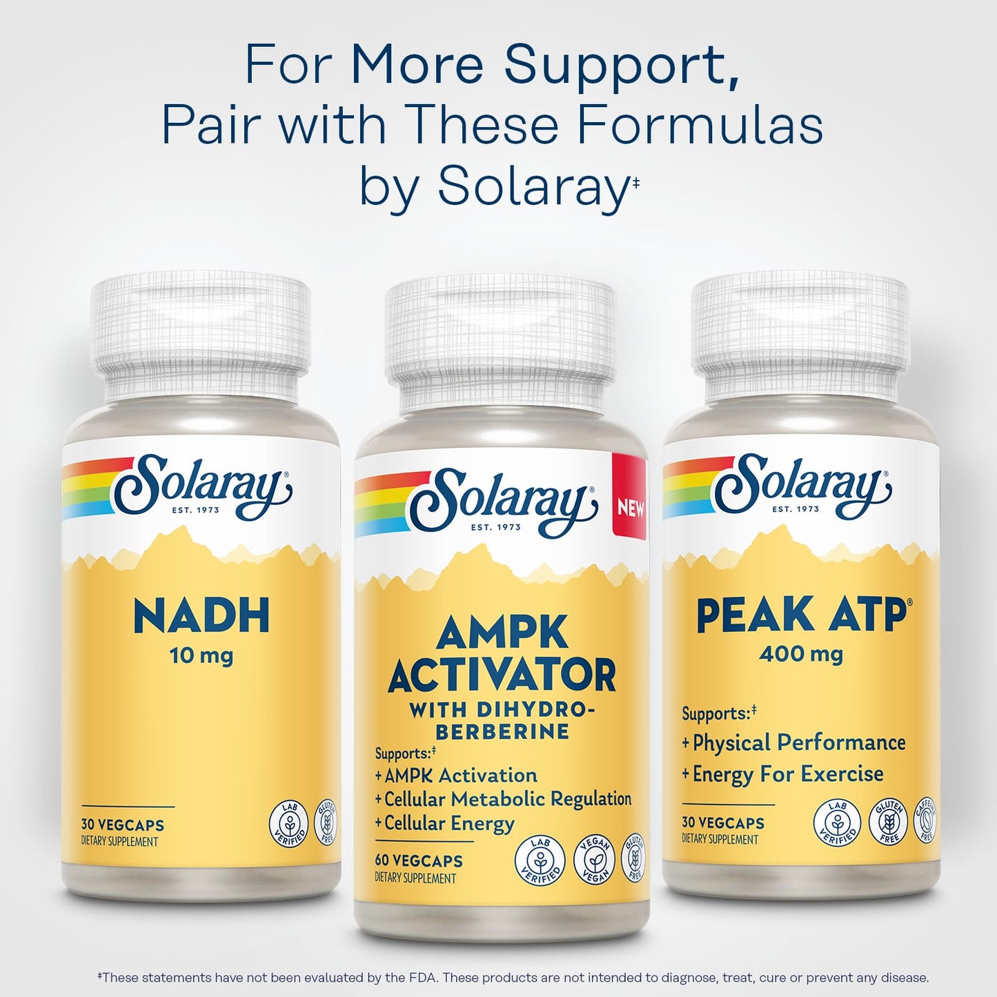 Solaray AMPK Activator Plus Dihydroberberine - Clinically Backed Ingredient - Advanced Berberine Supplement - Cellular Energy and Cellular Metabolism Support Capsule, 60 VegCaps
