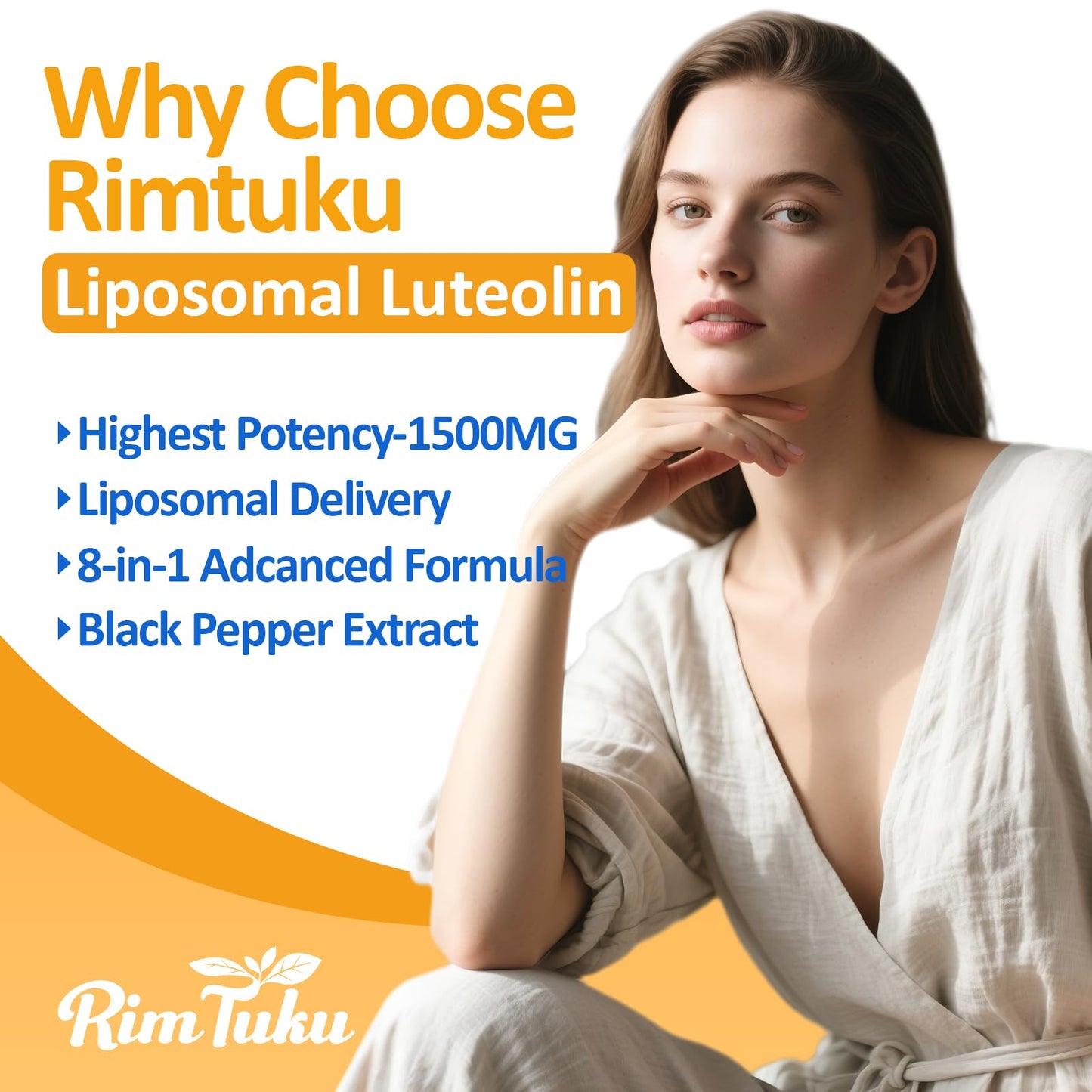 RimTuku Liposomal Luteolin Supplement 8-in-1 Formula with Fisetin, Pea, Turmeric, Potent Flavonoid Absorption-Optimized Actives for Brain Capsules, 60 Count