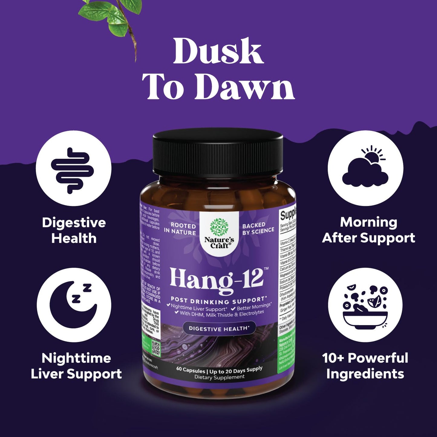 Natures Craft Nighttime Liver Detox & Hydration Capsules, 60 Count