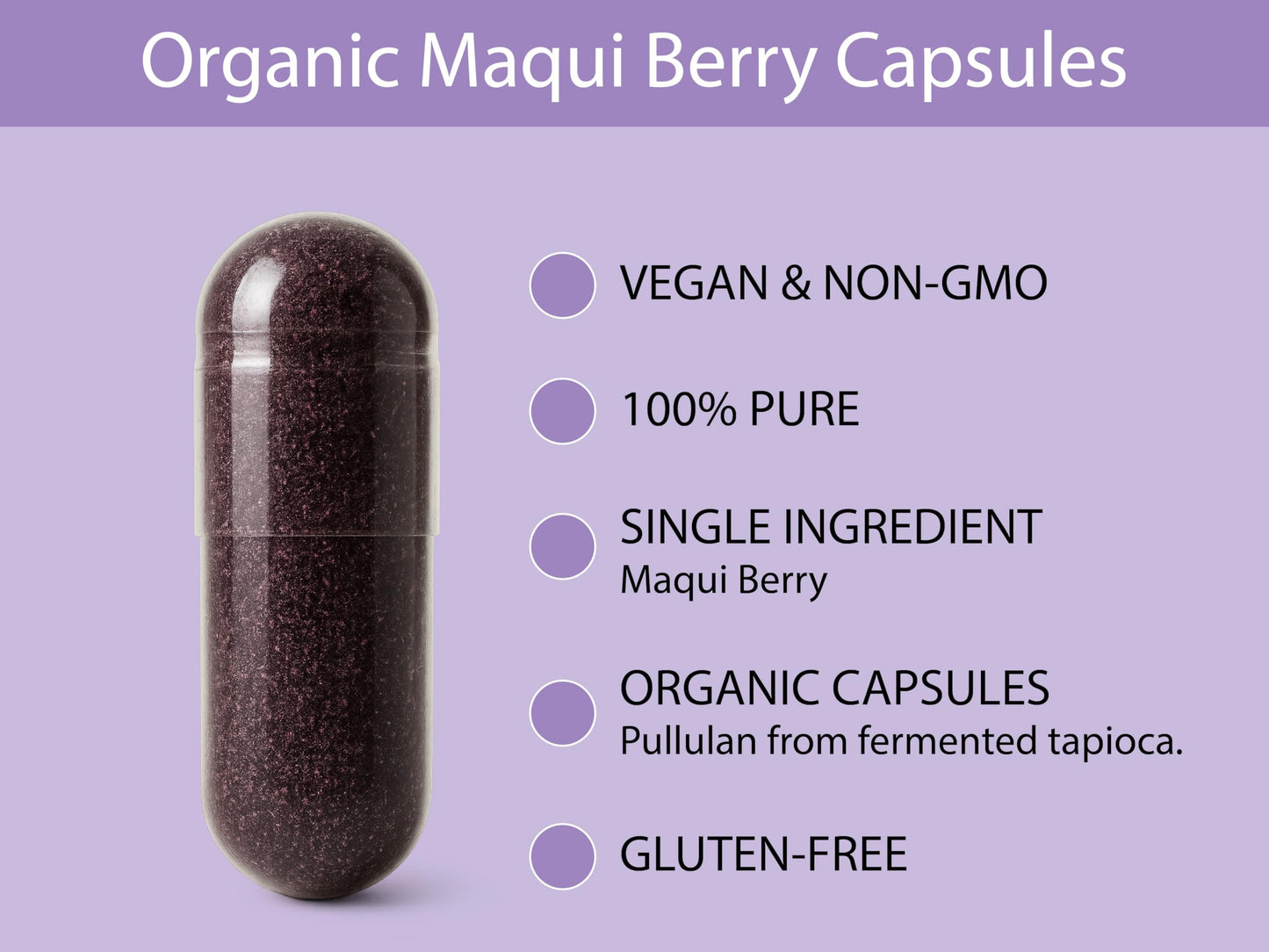 KOYAH Organic Maqui Berry Capsules, 600 mg per Capsule, 60 Capsules