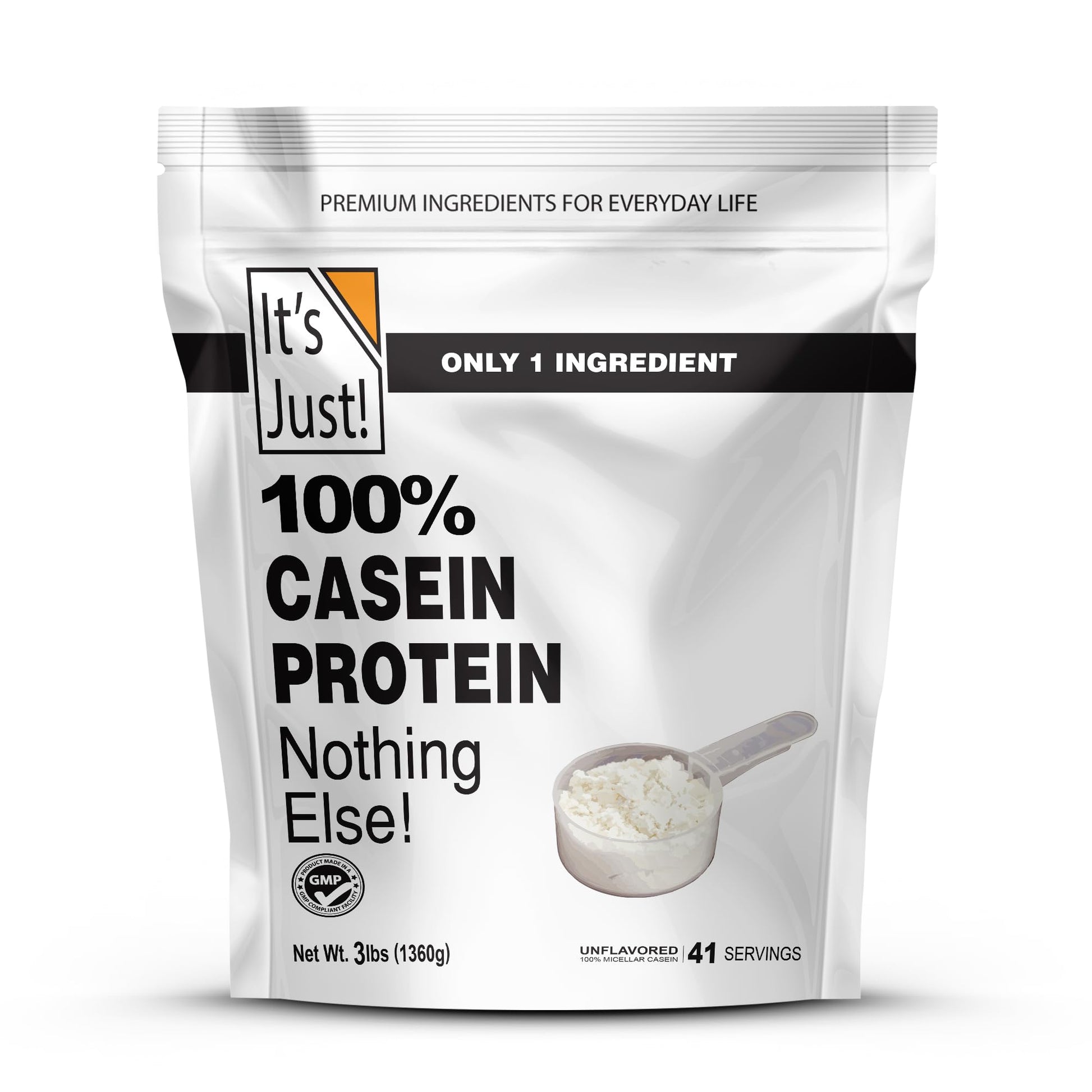 It's Just! 100% Casein Protein Powder Unflavored, 48oz