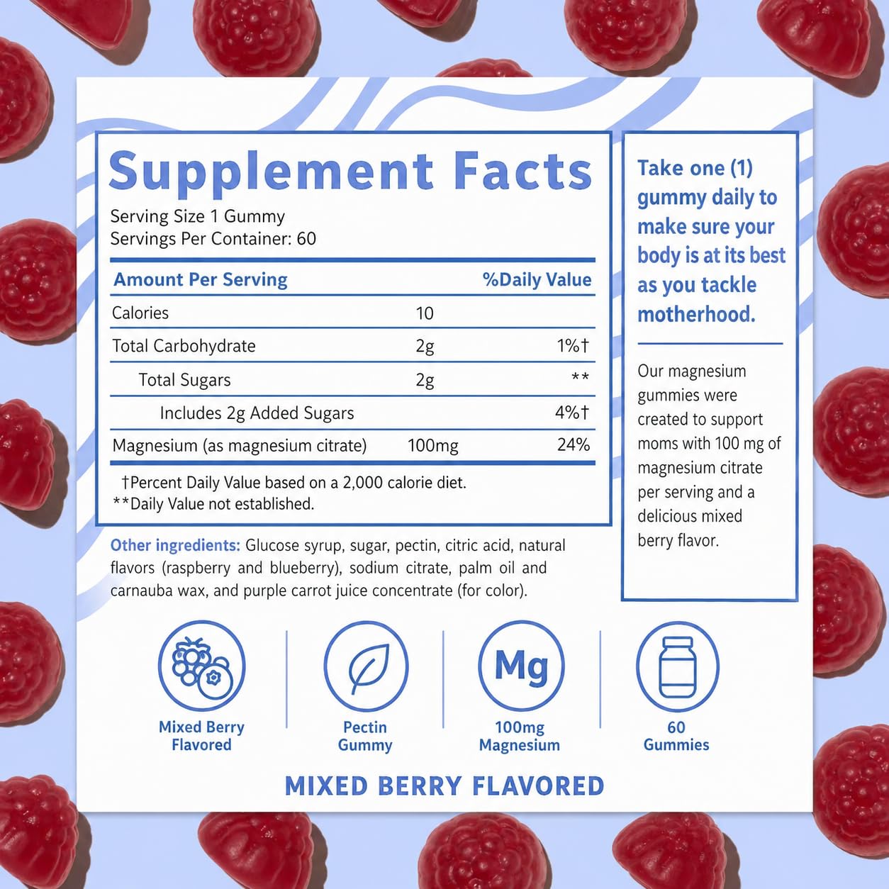Baby Blues Mom Calm Magnesium Gummies, 60 Count