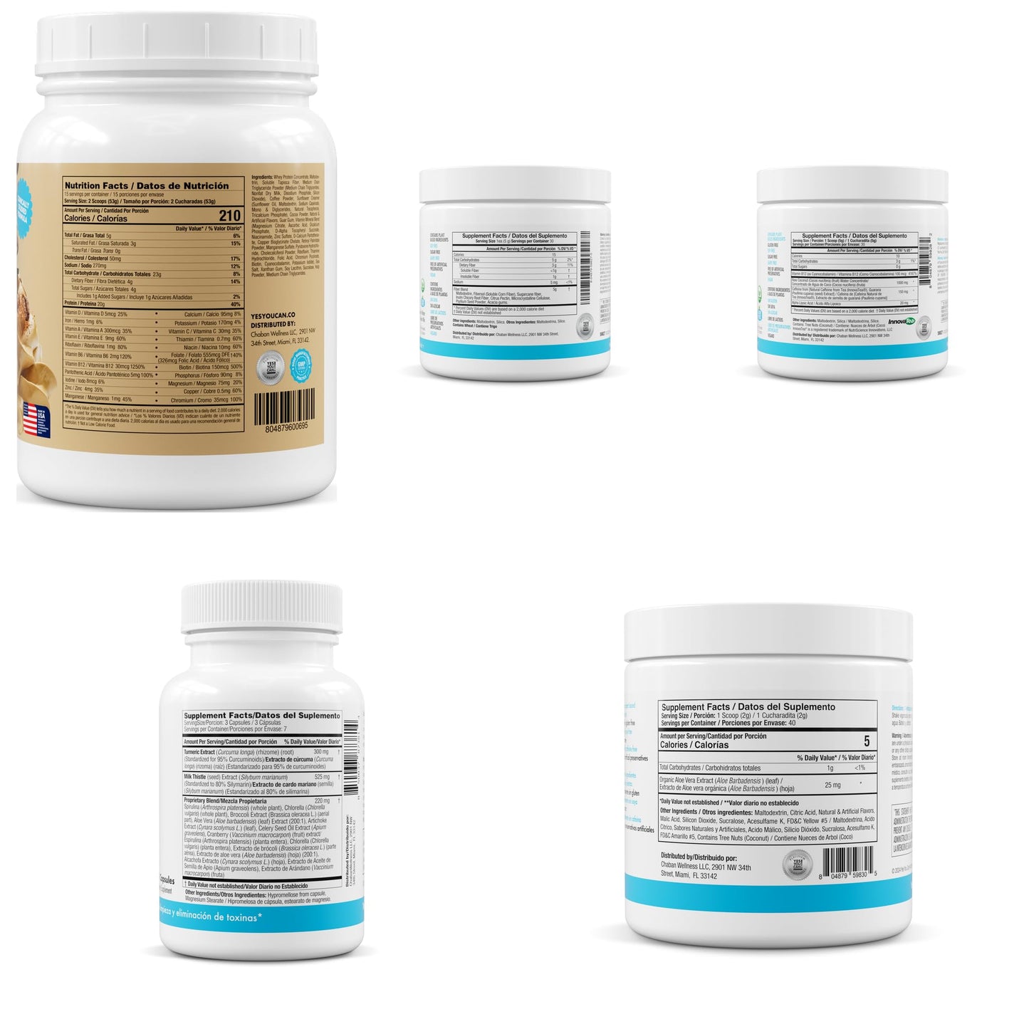 Yes You Can! Detox Plus Fiber Kit, Coffee, Peach Lemonade Aloe Powder 5.5 Ounce Pack of 5