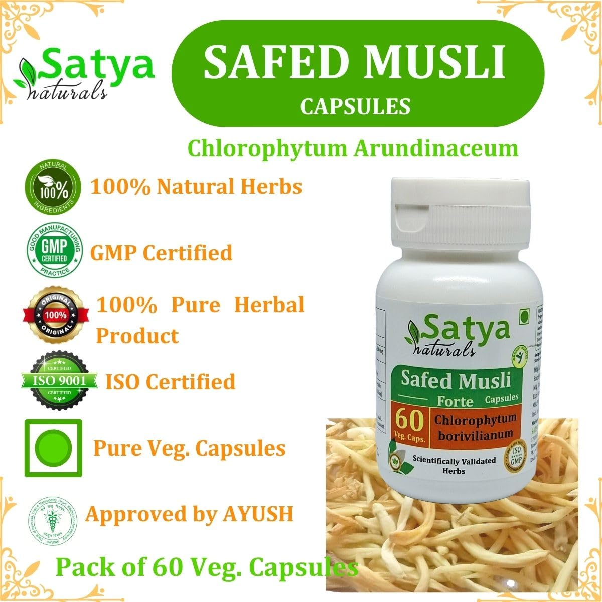 Generic Safed Musli 500 mg Capsule 60 Count