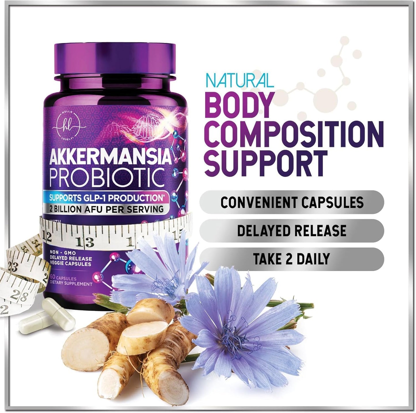 Hello Lovely! Akkermansia Probiotic Capsule, 60 Count
