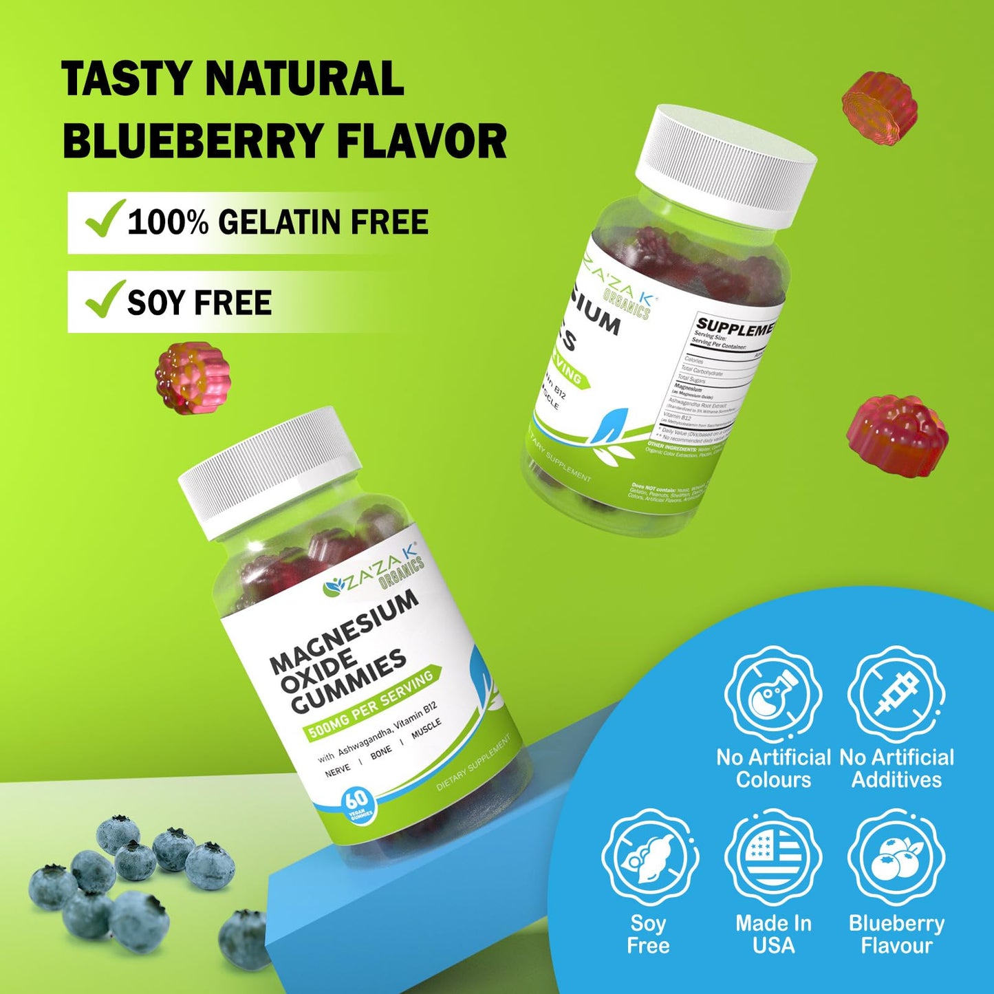 ZA'ZA K ORGANICS Magnesium Oxide Gummies 60 Gummies