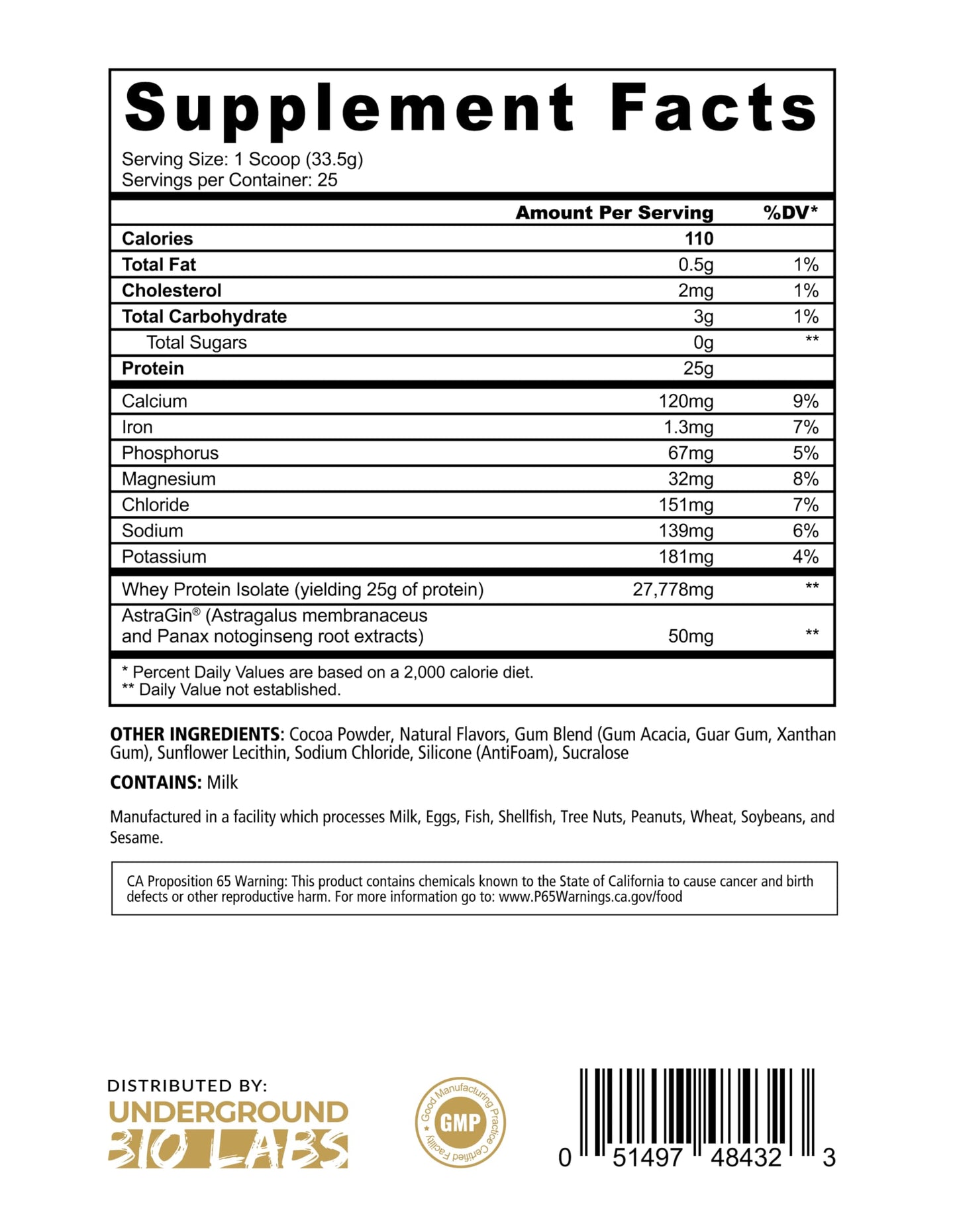 Underground Bio Labs Panda Fuel ISO Whey Protein Powder Chocolate Brownie Whip 29.44 Servings