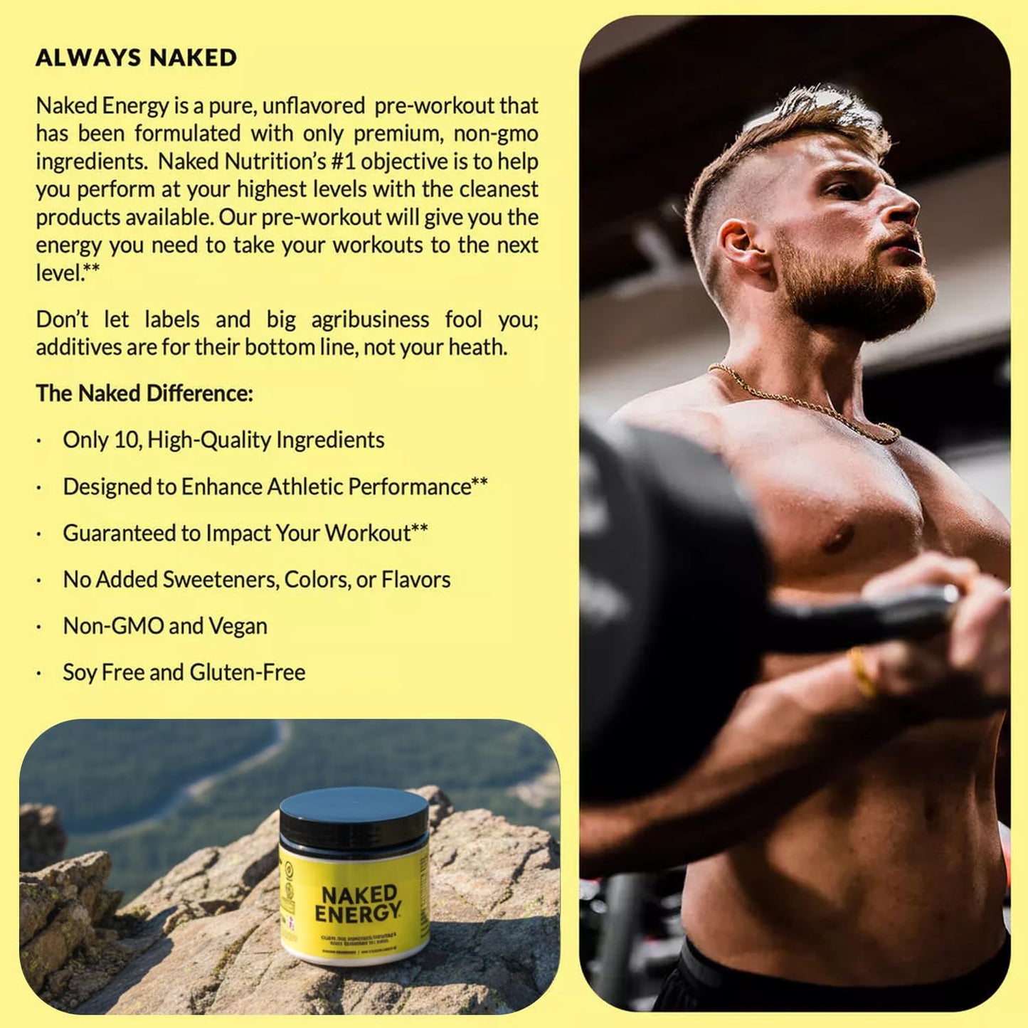 NAKED Energy - Pure Pre Workout Powder 8.2 oz