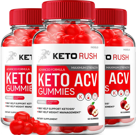 Indelo Keto Rush ACV Gummies Advanced – Apple Cider Vinegar with Vitamin B12, 180 Gummies