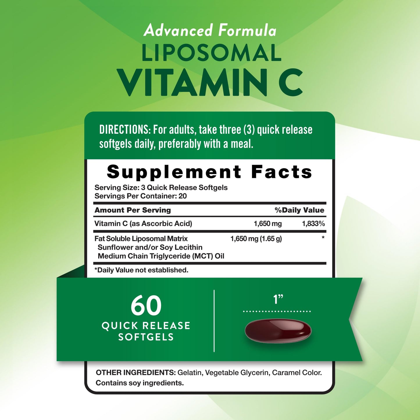 Nature's Truth Liposomal Vitamin C 1650mg Softgels 60 Count