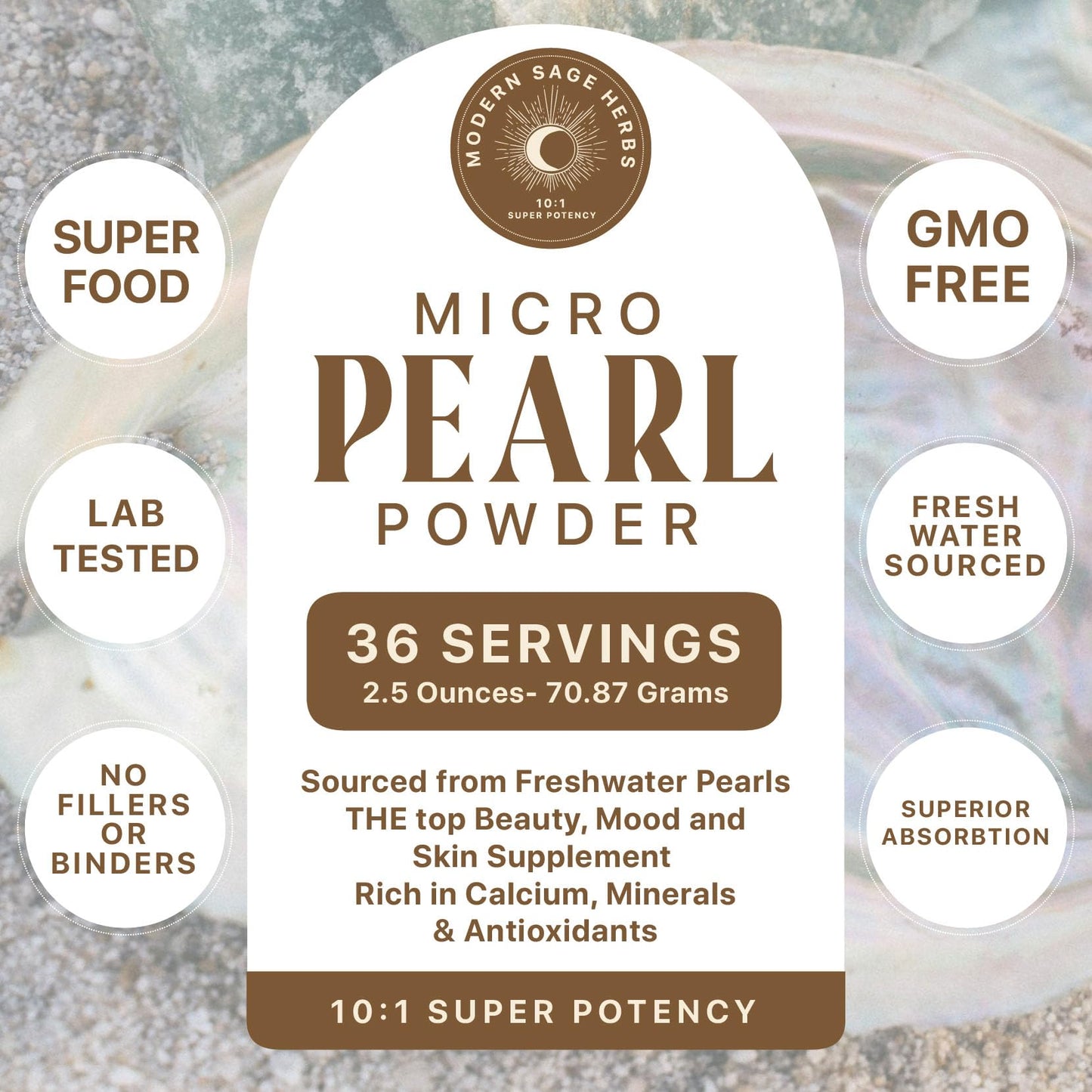 Modern Sage Herbs Pure Pearl Powder 10:1 Super Concentrated Extract, 2.5 oz