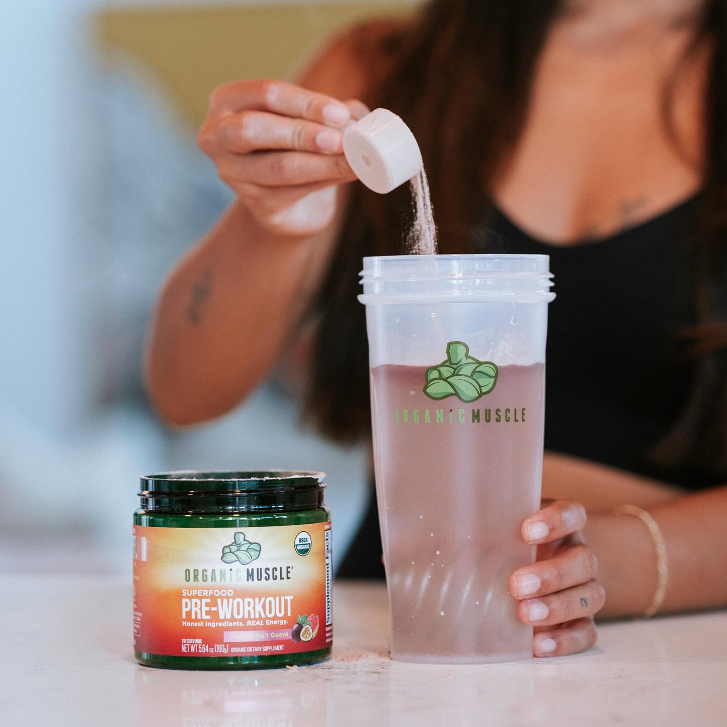 Organic Muscle Pre Workout Powder Passionfruit Guava 5.64 oz