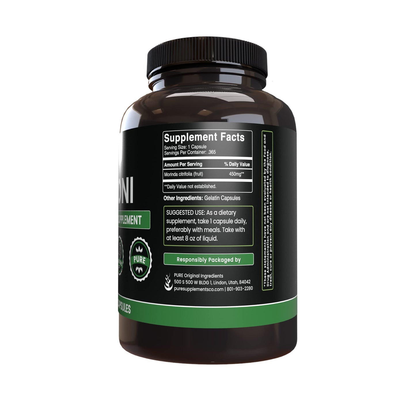 PURE ORIGINAL INGREDIENTS Noni 365 Capsules