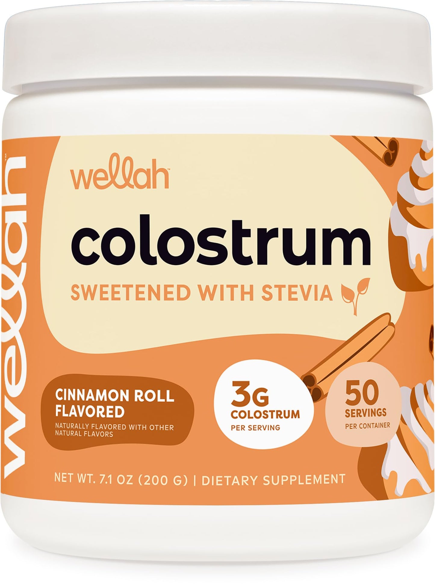 Wellah Colostrum Powder (Cinnamon Roll) 7.1 Ounce