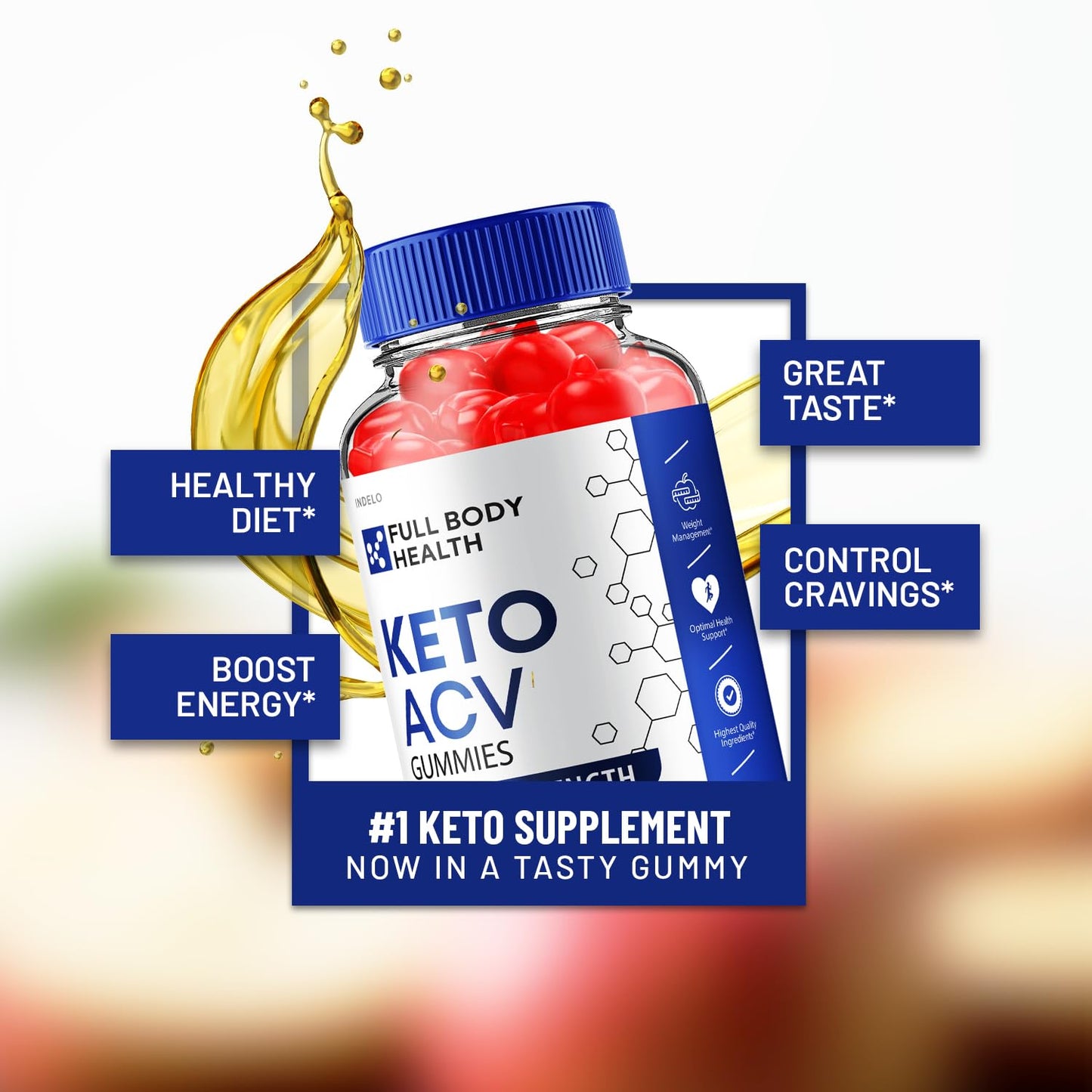 Indelo Full Body Health Keto ACV Gummies, 120 Gummies
