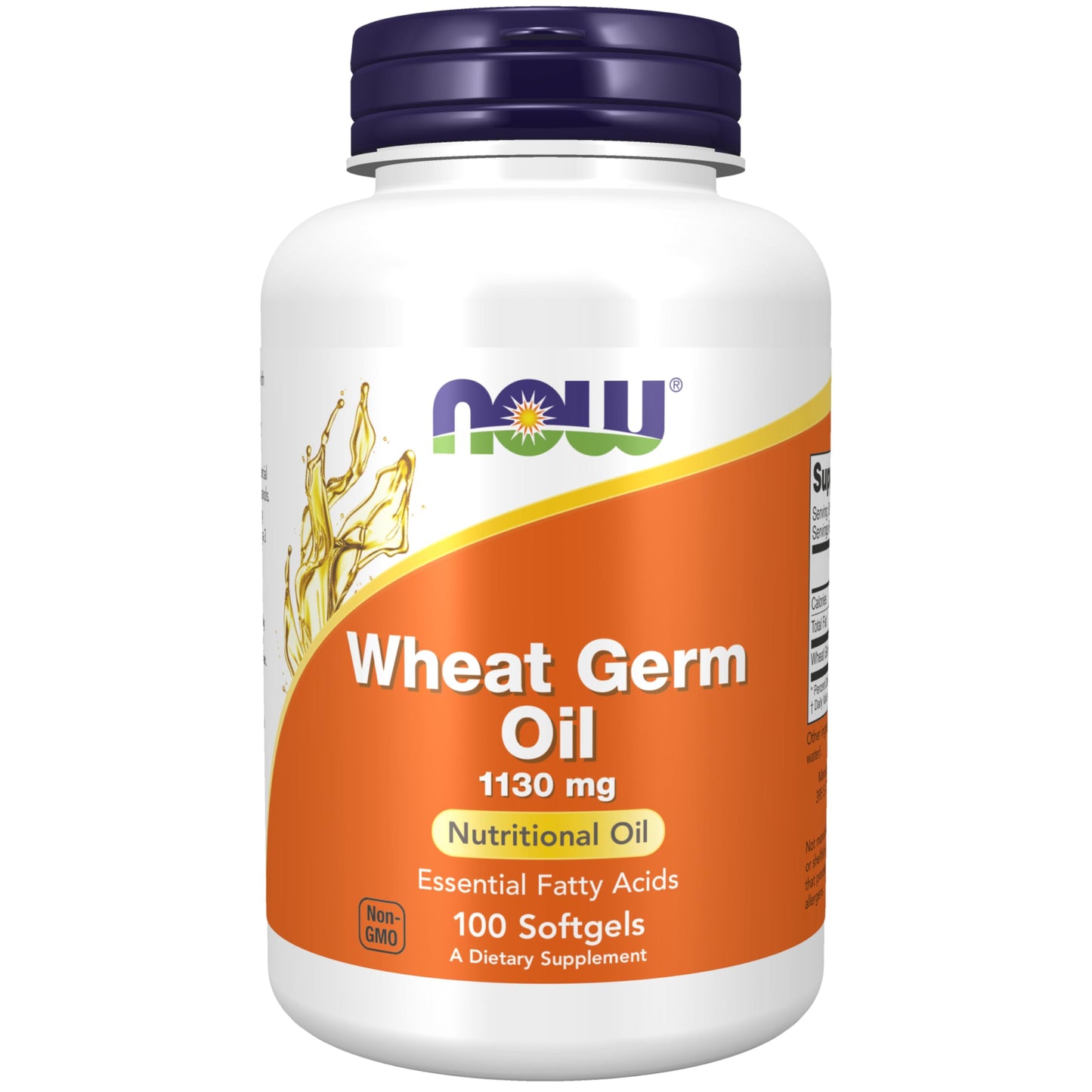 NOW Foods Wheat Germ Oil 1,130 mg with Essential Fatty Acids (EFAs) Softgels, 100 Softgels