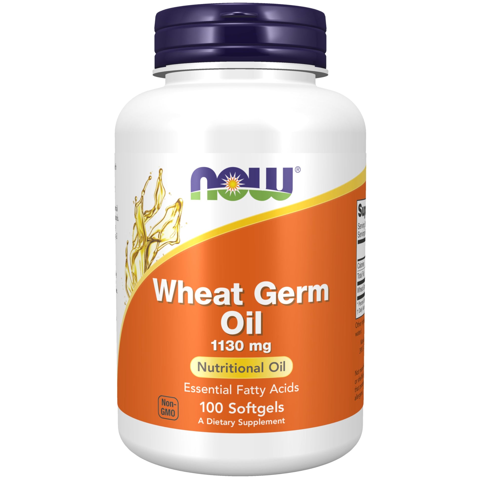 NOW Foods Wheat Germ Oil 1,130 mg with Essential Fatty Acids (EFAs) Softgels, 100 Softgels