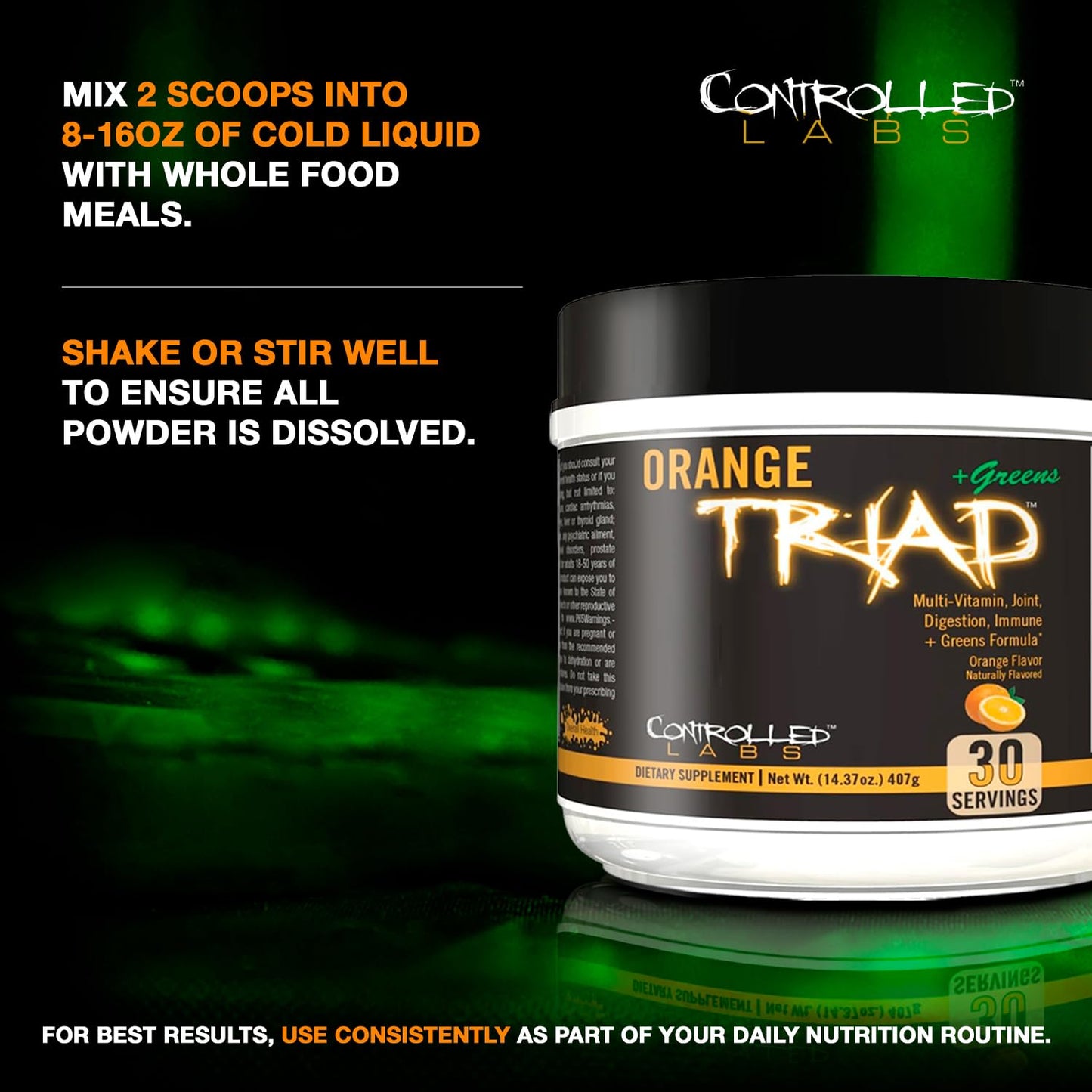 CONTROLLED LABS Orange Triad Plus Greens Powder 14.37 Ounces